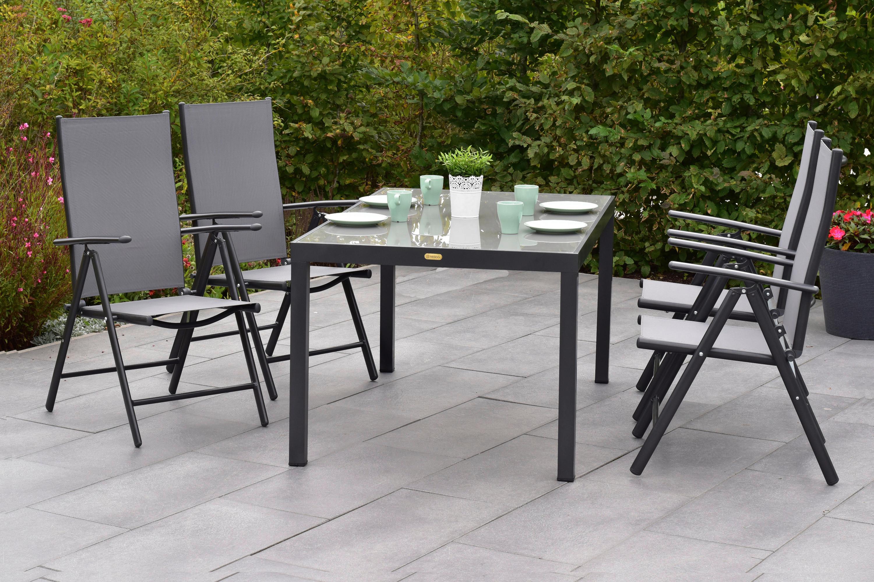 Gartenmöbel Set 5-Tlg. Amalfi aus Aluminium - Graphitfarben/Grau, MODERN, Textil/Metall - Gardenson