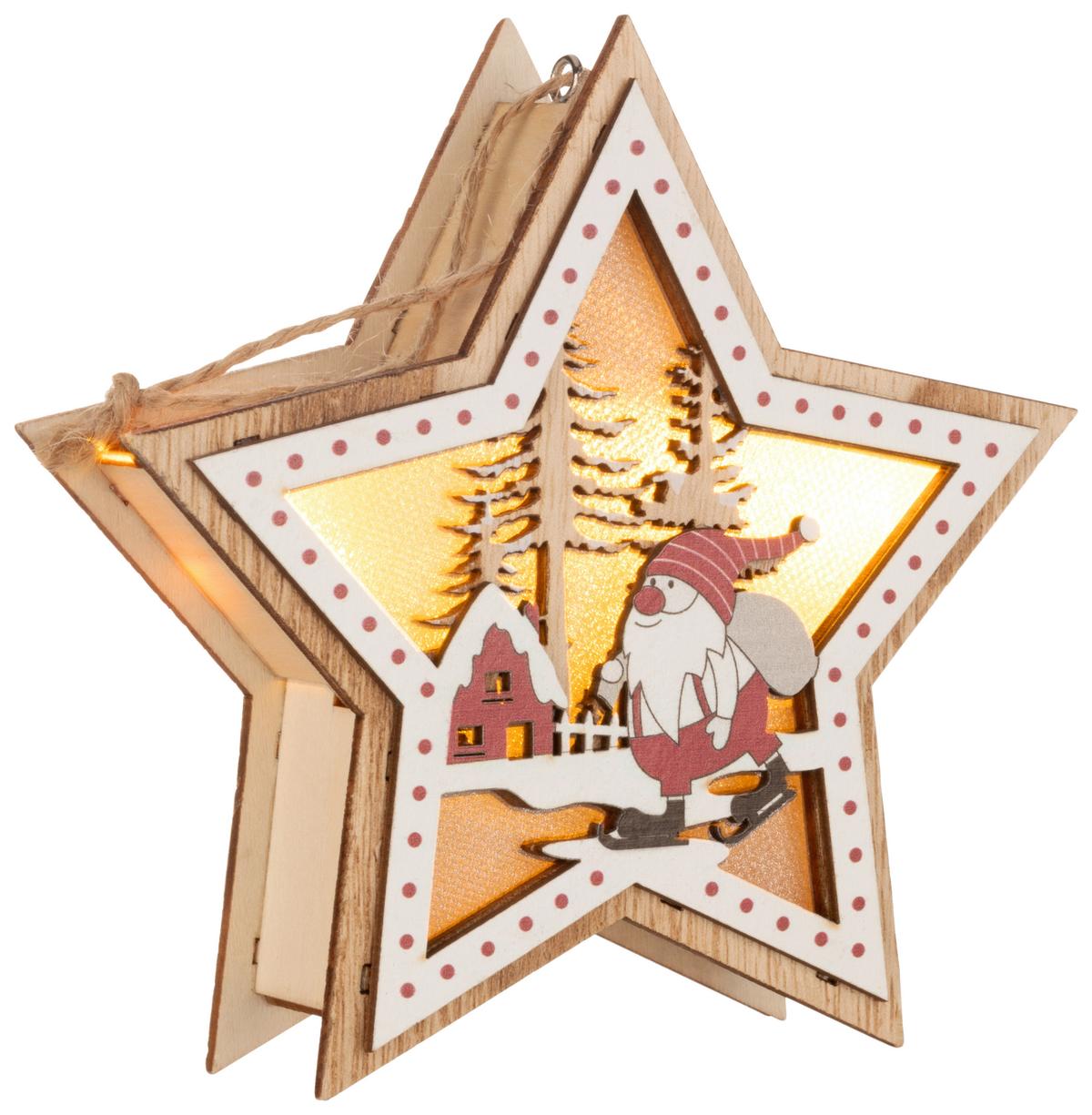 LED-Dekoleuchte Star - Rot/Schwarz, MODERN, Holz/Kunststoff (13,5/12,5/3,5cm) - James Wood