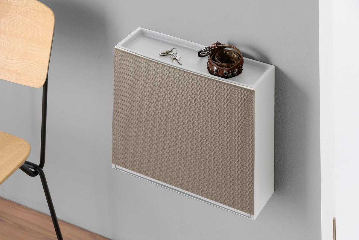 Schuhkipper Strick 2-3 Paare Taupe/weiß B: 16 Cm - Taupe/Weiß, Basics, Kunststoff (51,5/16/39cm)