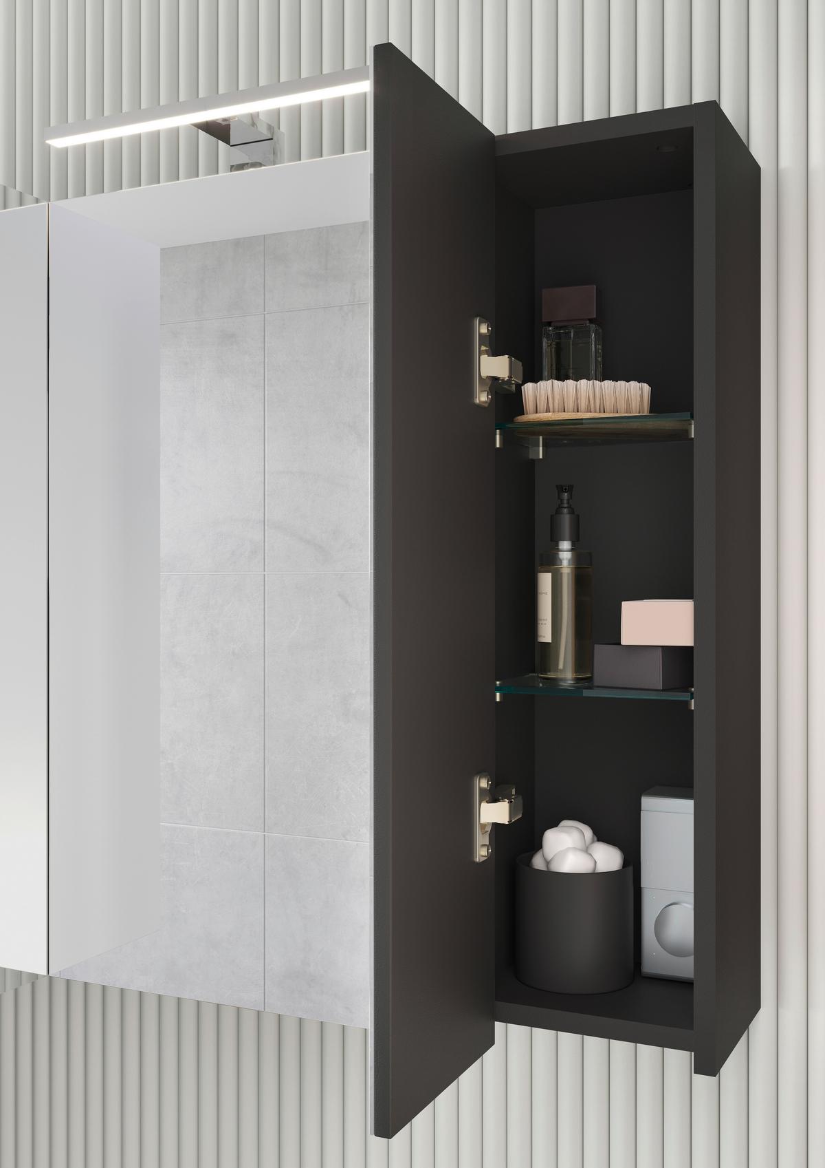 Badezimmer Arcena Graphitfarben 3-Teilig - Schwarz/Graphitfarben, MODERN, Holzwerkstoff (136cm) - Germania