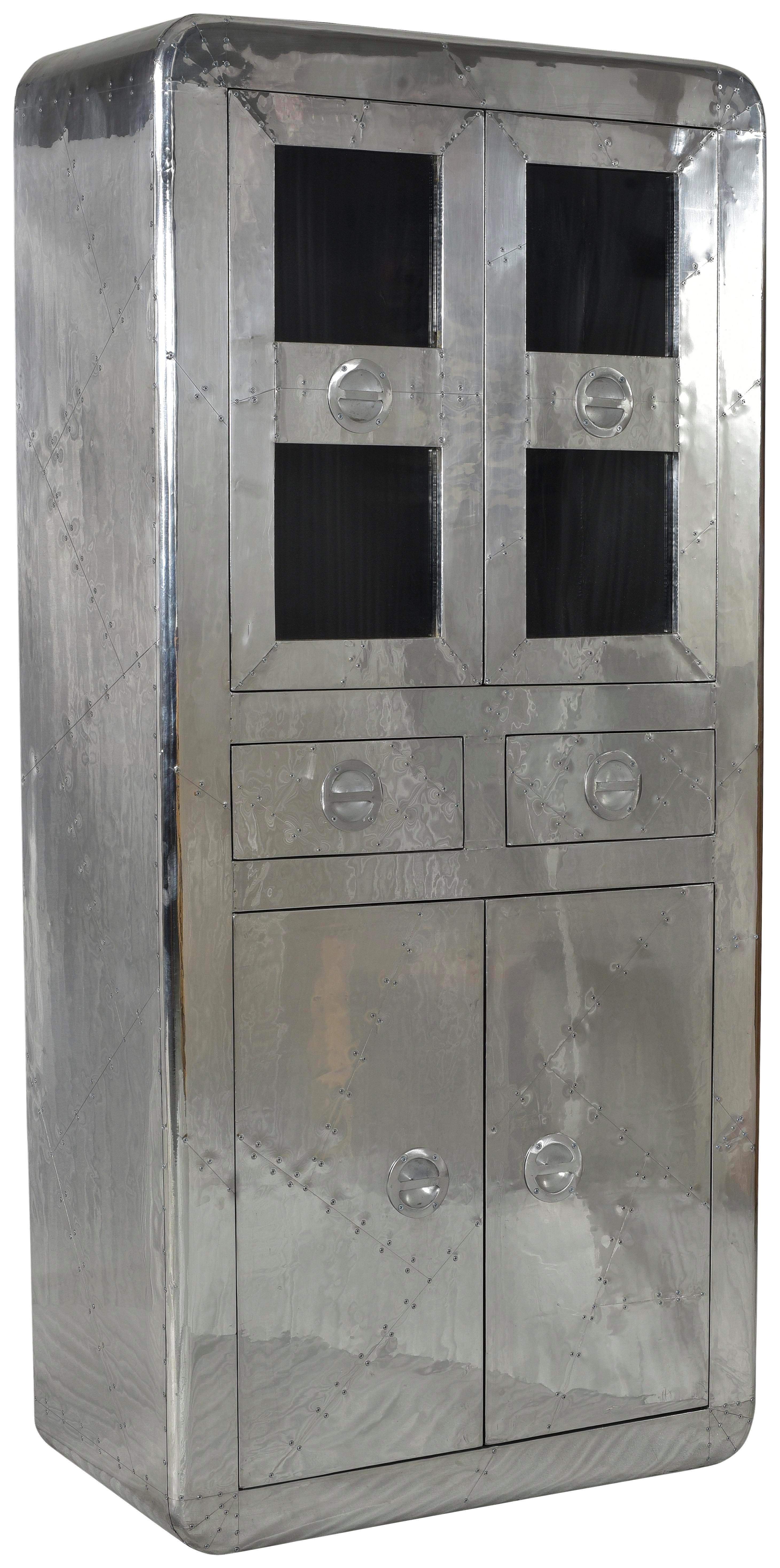 Vitrine Andorra B: 90 cm Silberfarben - Silberfarben, Basics, Glas/Holz (90/187/40cm)