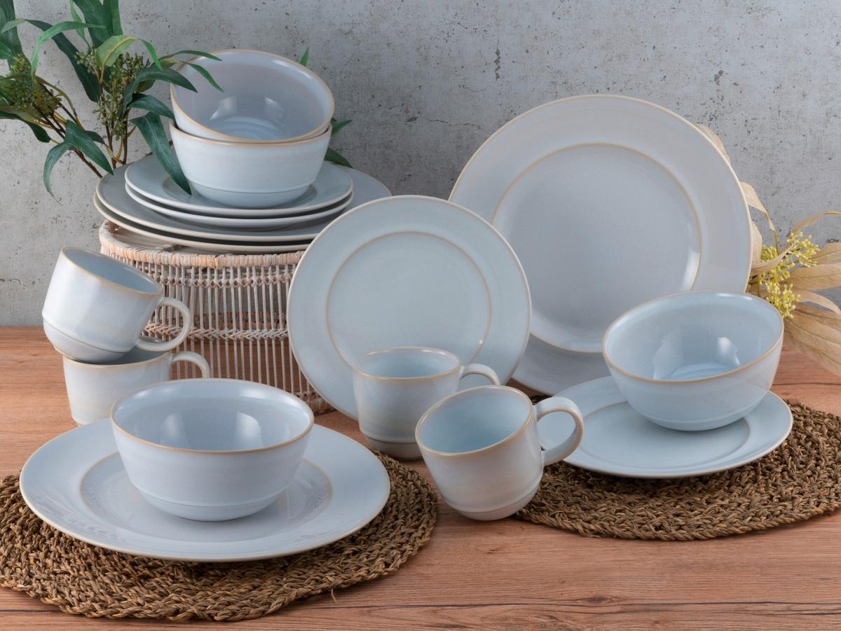 Kombiservice Keramik 4 Personen Geschirr Set Weiß - Weiß, Basics, Keramik - Creatable