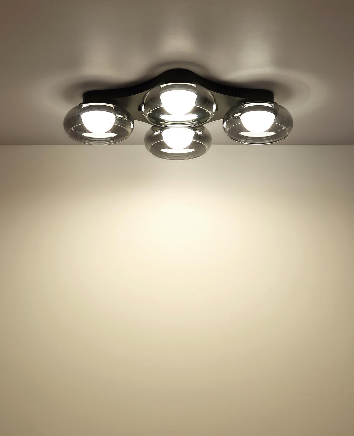 LED-Deckenleuchte Memory-Funktion - Schwarz/Weiß, Design, Glas/Kunststoff (65/46/10cm) - Globo