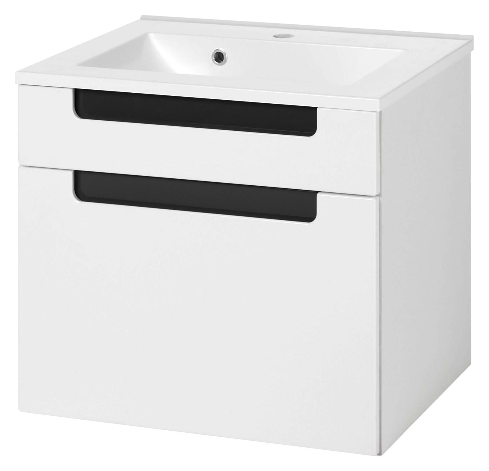 Waschtischkombi Siena 60cm Weiß/hglz Anthrazit - Anthrazit/Weiß, MODERN, Holzwerkstoff/Kunststoff (60/54/47cm)