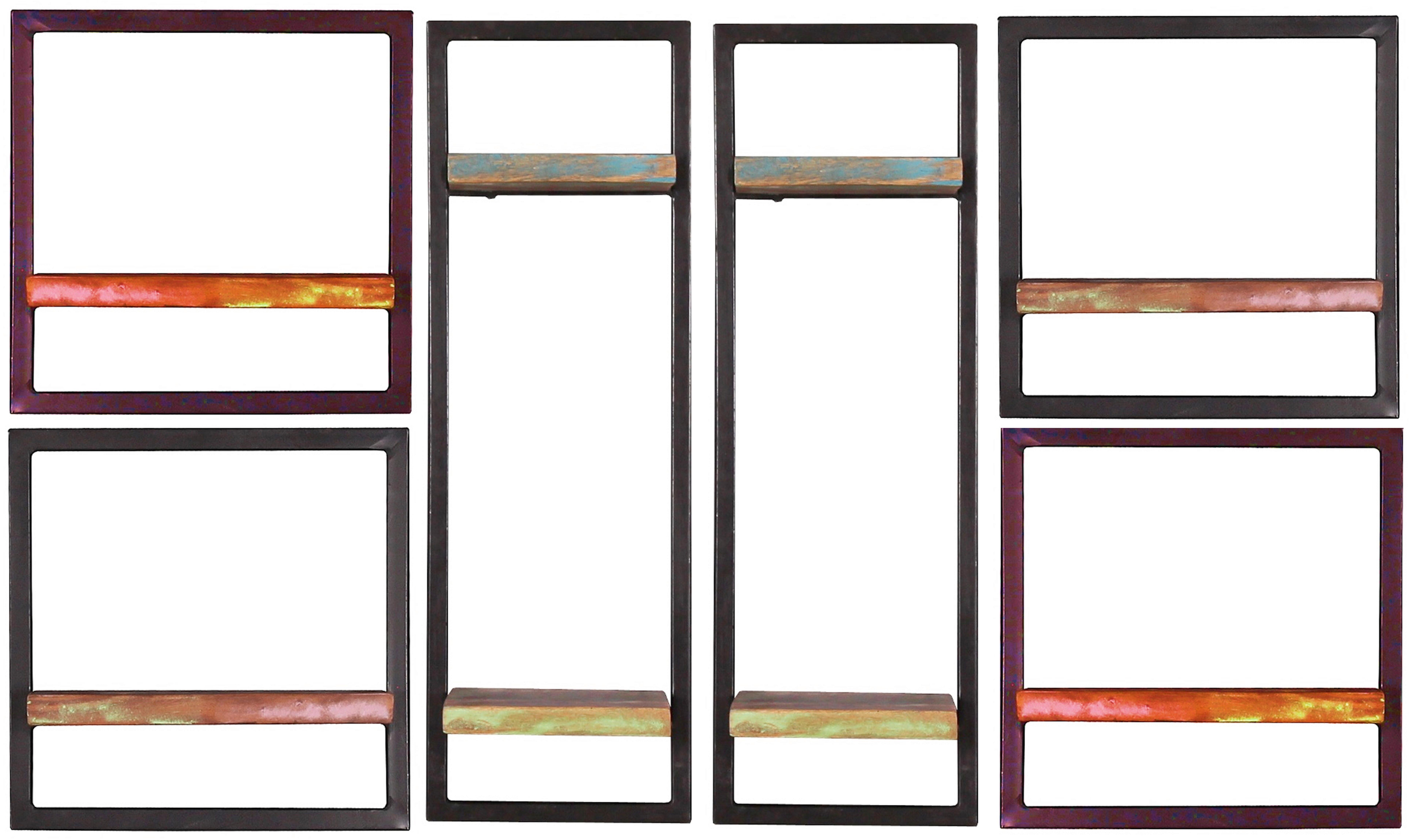 Wandregalset 6-tlg. Altholz/Schwarz B: 135cm - Multicolor/Schwarz, Design, Holz/Metall (135/75/25cm) - MID.YOU