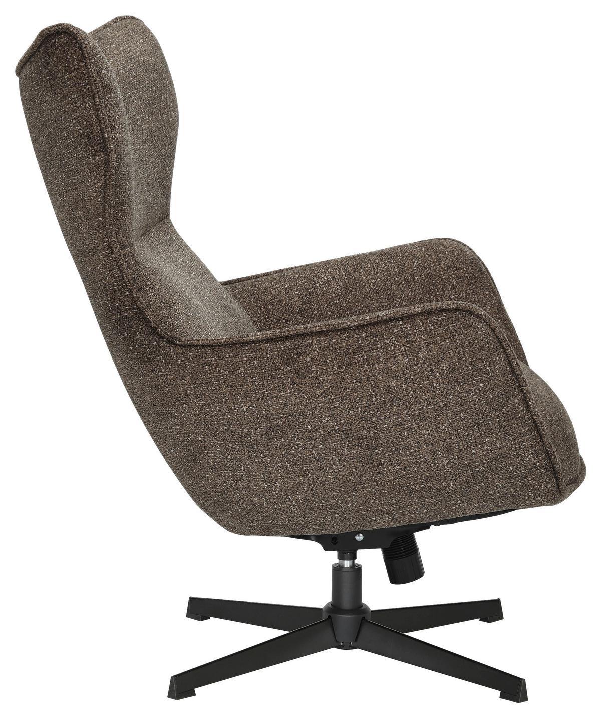 Otočné křeslo FLAVIO, šedohnědá - černá/šedavě hnědá, Moderní, kov/textil (74/98/83cm) - Mömax