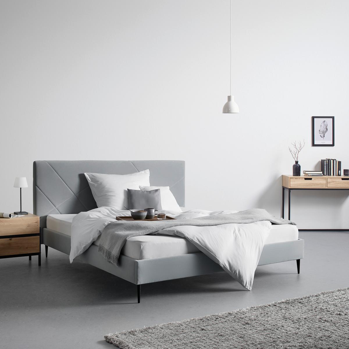 Čalouněná postel ELENA - šedá/černá, Moderní, kov/dřevo (180/200cm) - Bessagi Home