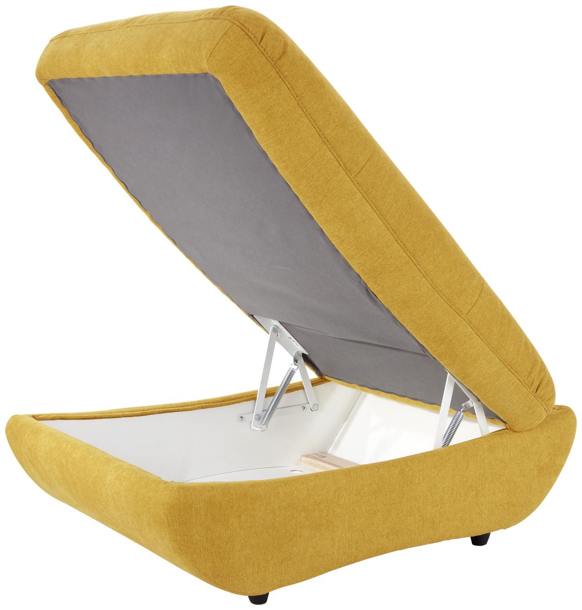 Taburet PARK, curry žlutá, s úložným prostorem - curry žlutá/černá, Moderní, textil/plast (107/43/75cm) - Luca Bessoni