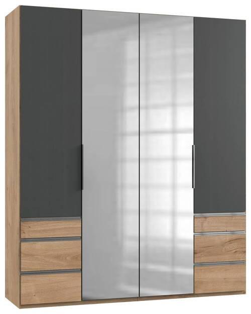 Drehtürenschrank 200cm Level, Graphit/eiche Dekor - Eichefarben/Graphitfarben, MODERN, Holzwerkstoff (200/236/58cm) - MID.YOU