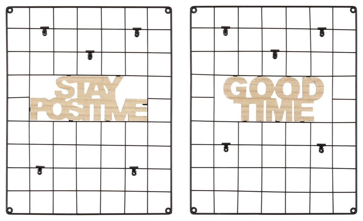 DEKORACE NA ZEĎ FENJA - černá/přírodní barvy, Basics, kov/dřevo (40/50/1.5cm) - Modern Living