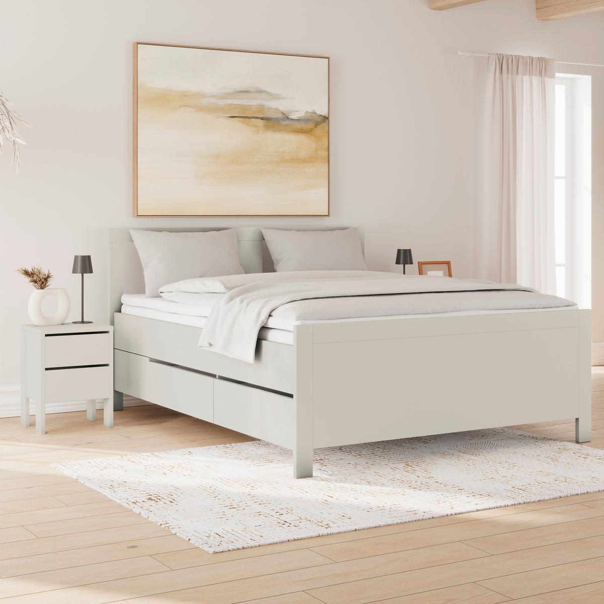 Stauraumbett Pisa mit 4 Laden kaschmirfarben 160x200 - Kaschmir, ROMANTIK / LANDHAUS, Holz (160/200cm) - James Wood