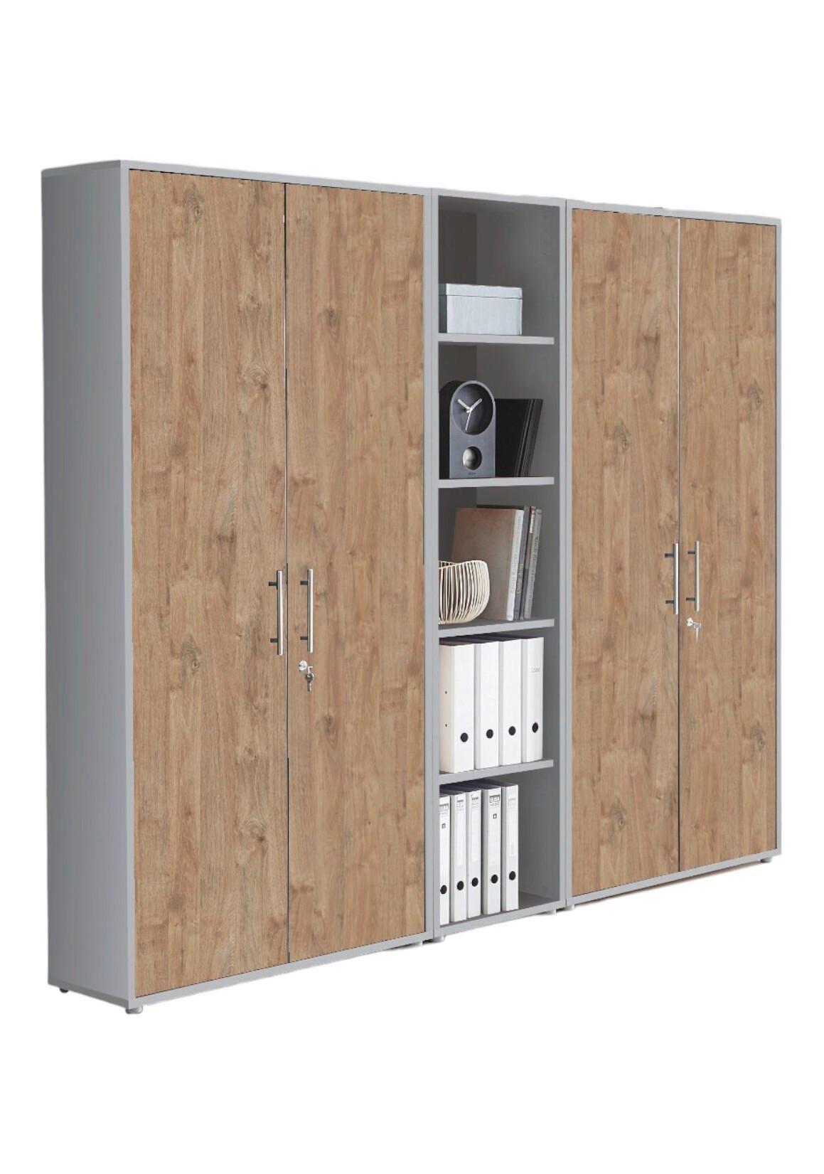 Office Edition B: 212,9 cm Eichefarben/Grau - Eichefarben/Grau, MODERN, Holzwerkstoff (212,9/185,6/33cm) - MID.YOU