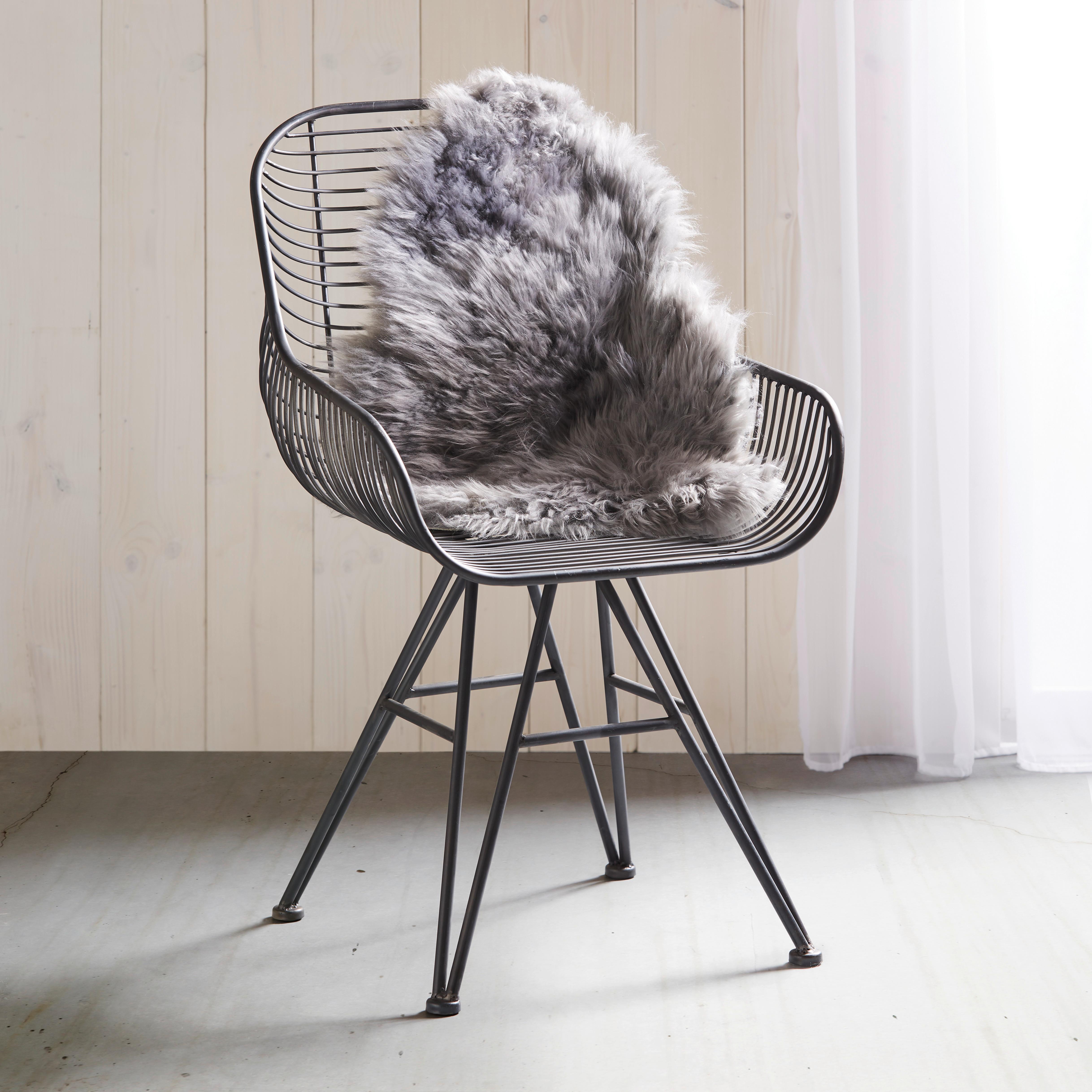 OVČÍ KOŽEŠINA Emma, 60/45cm, sv.šedá - světle šedá, textil (45/60cm) - Modern Living