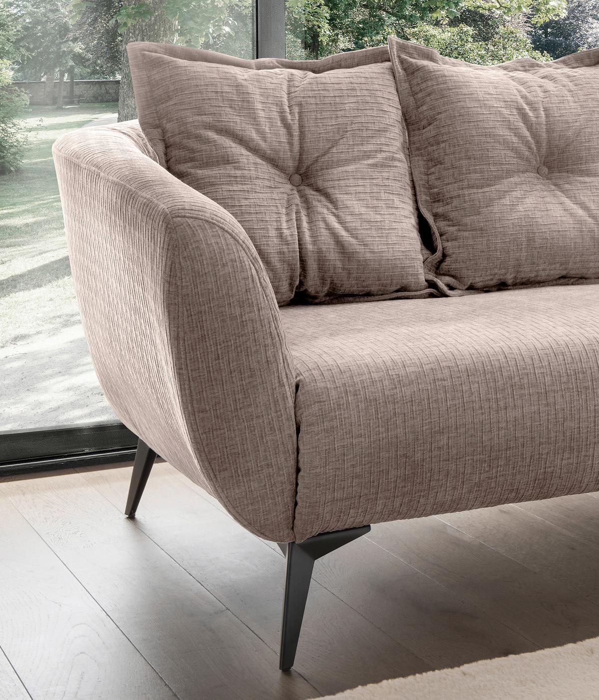 3-Sitzer-Sofa Baggio Beige B: 236 cm - Beige/Schwarz, MODERN, Textil (236/94/103cm) - Livetastic