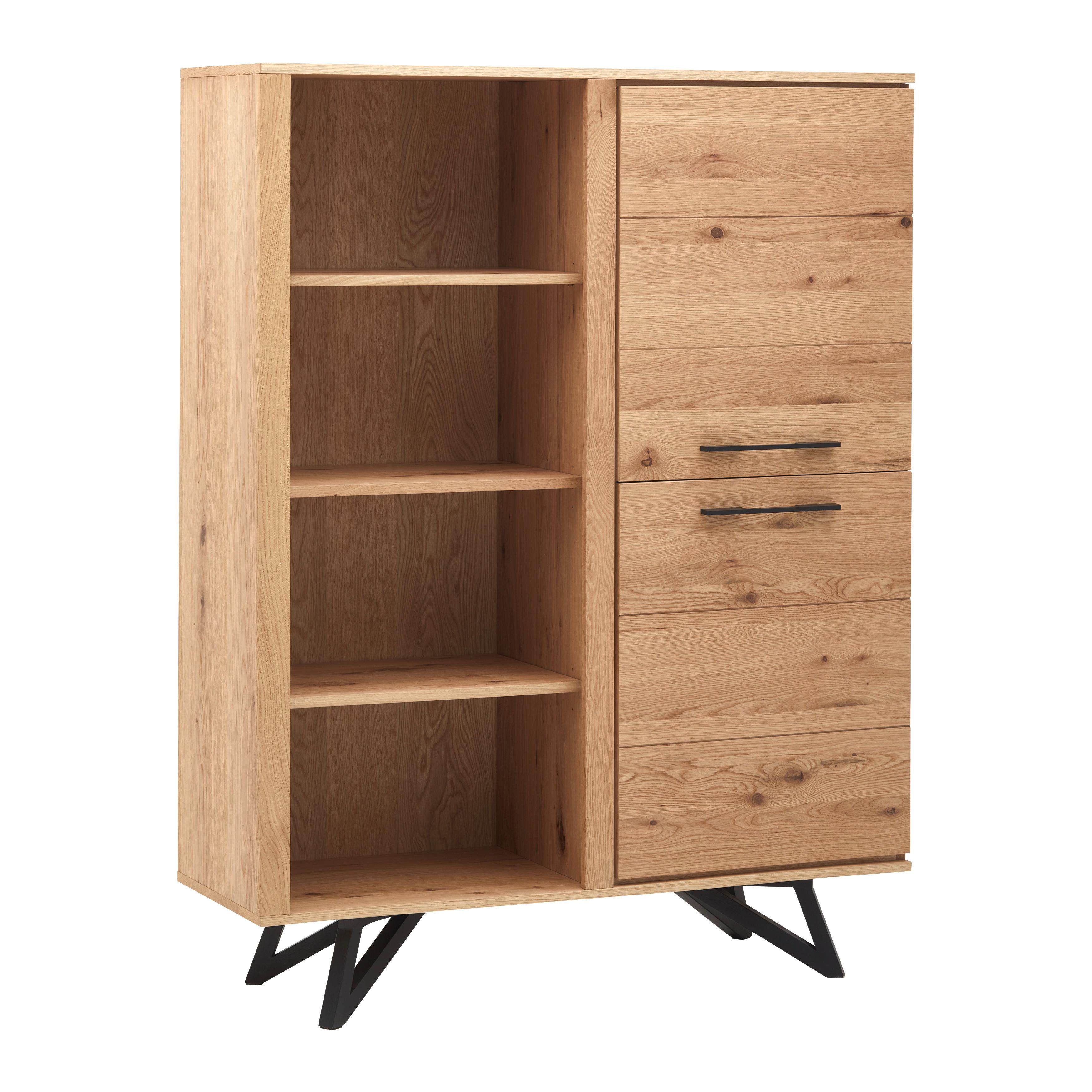 Komoda EMILIO dub - čierna/farba duba, Modern, kov/drevo (115/150/40cm) - Bessagi Home