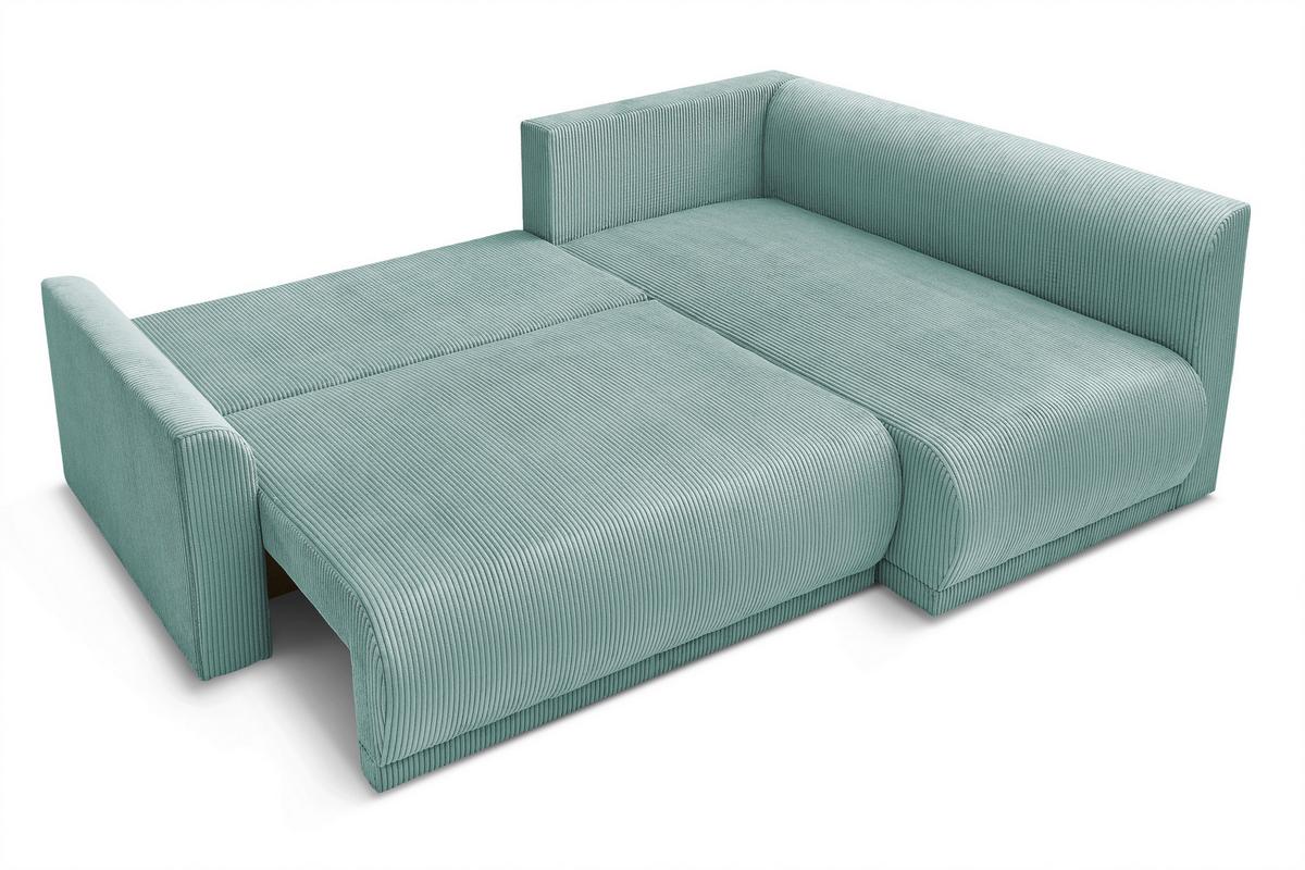 Rohová sedačka KIM L160, oboustr.,mátově zel.manšestr - černá/mátově zelená, Moderní, dřevo/textil (233/160cm)