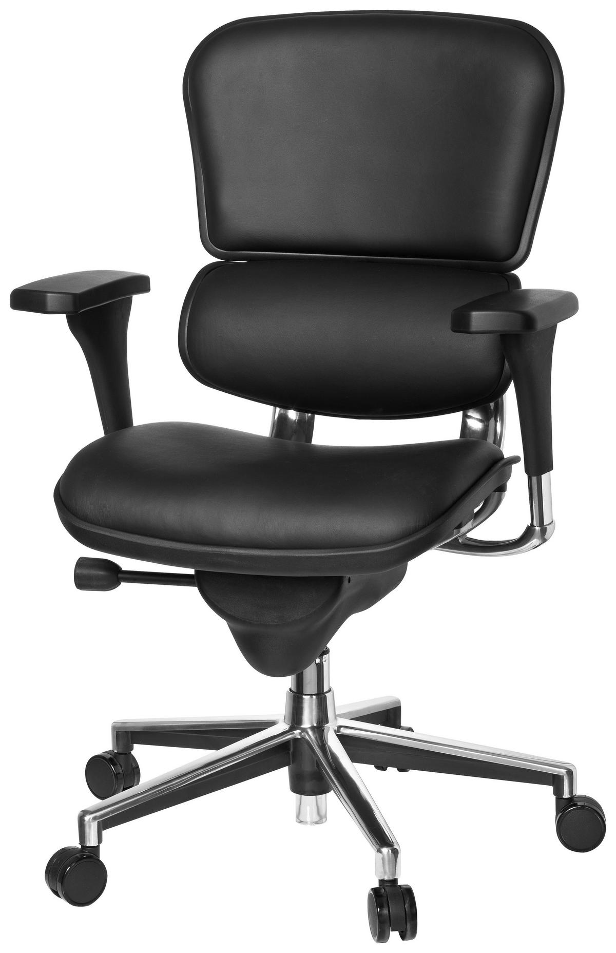 Drehstuhl Ergohuman Base Schwarz - Chromfarben/Schwarz, MODERN, Leder/Kunststoff (61/120/48cm) - MID.YOU