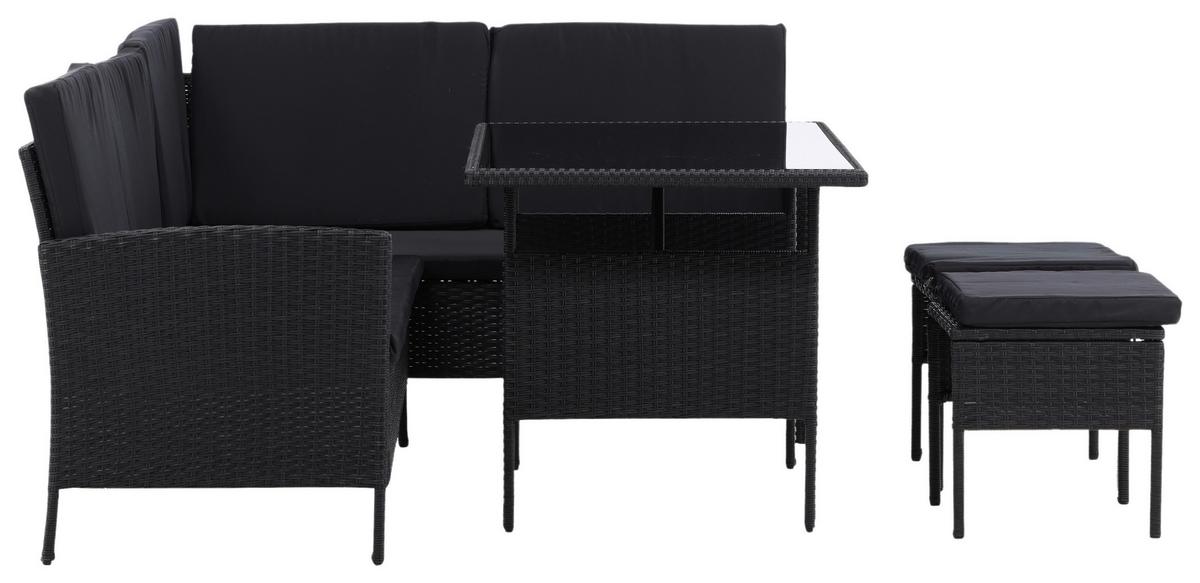 Gartenmöbel Set 4-Tlg Knock Kunststoff mit Kissen - Schwarz, KONVENTIONELL, Kunststoff - Gardenson