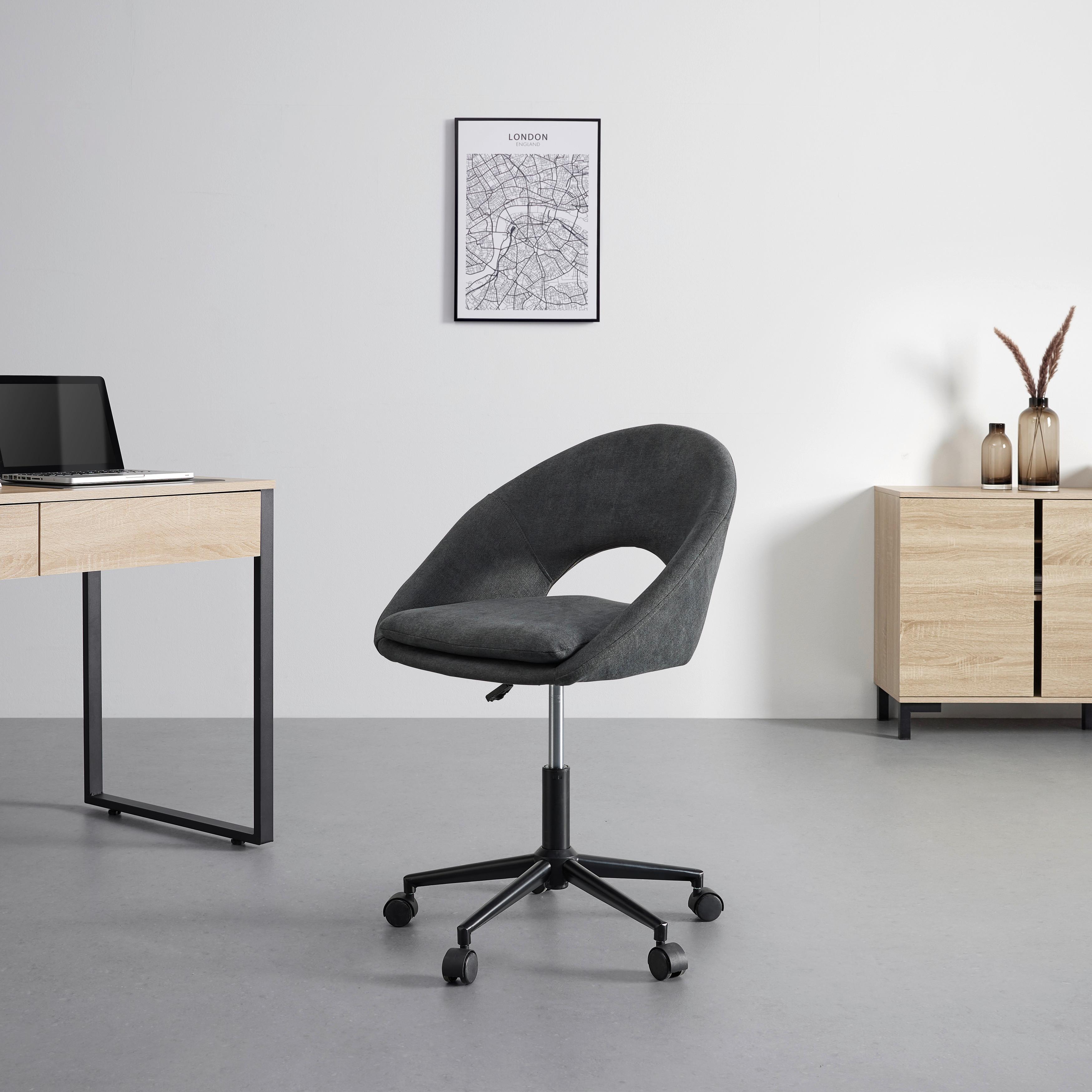 Otočná stolička JIL tmavá sivá - čierna/tmavosivá, Modern, kov/drevo (56/79-81/61cm) - Bessagi Home