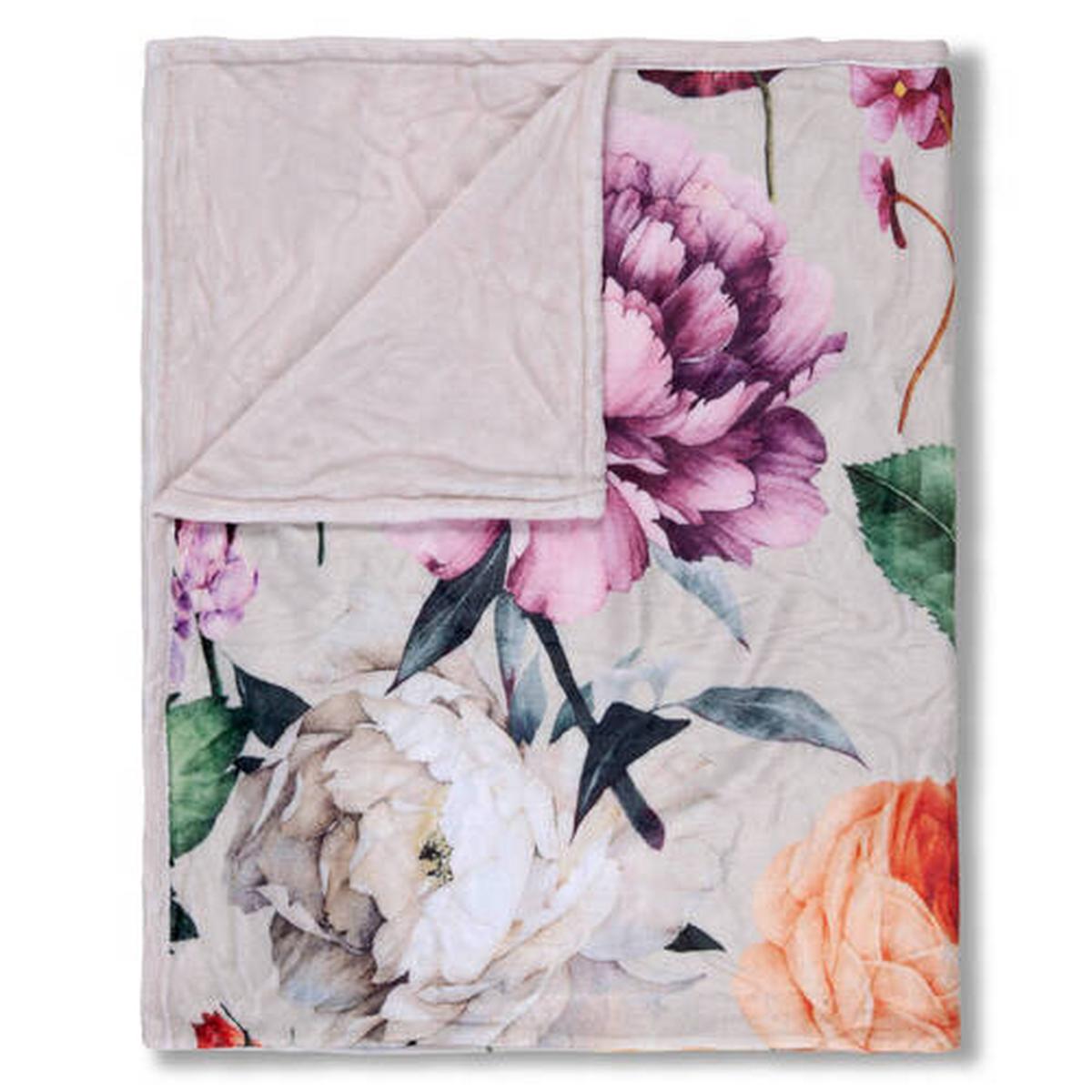Plaid Fiori 130x160 cm Gelb Apfelbaumfarben Ecru - Ecru/Apfelbaumfarben, Design, Textil (130/160cm)