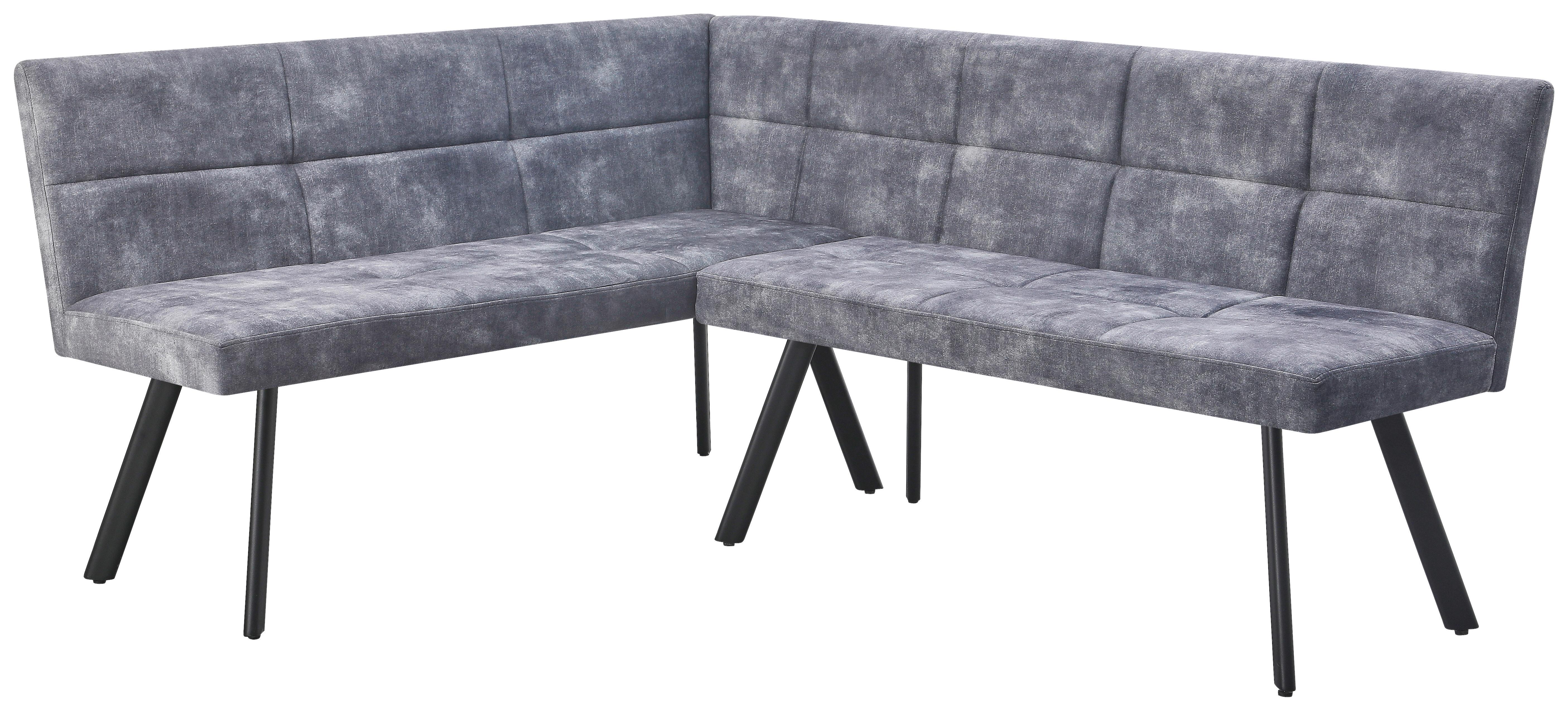 Eckbank Grau / Schwarz Milos 150x190 cm - Schwarz/Grau, MODERN, Textil/Metall (150/190cm)