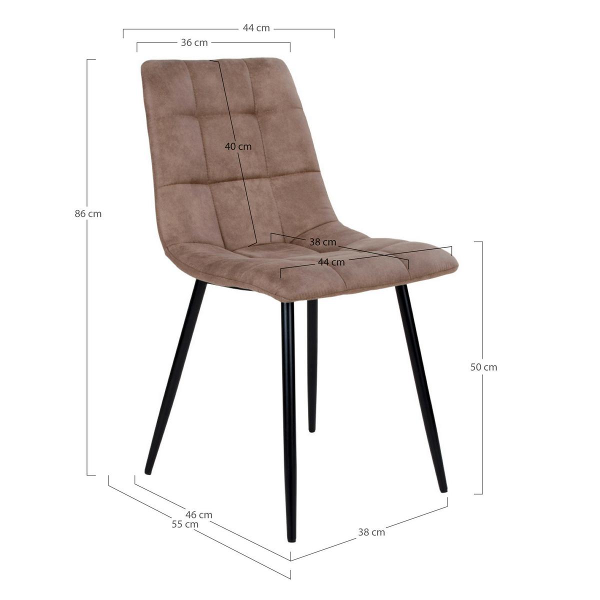 Stuhl-Set Middelfart Hellbraun B: 44 cm - Hellbraun/Schwarz, MODERN, Textil/Metall (44/86/55cm) - MID.YOU