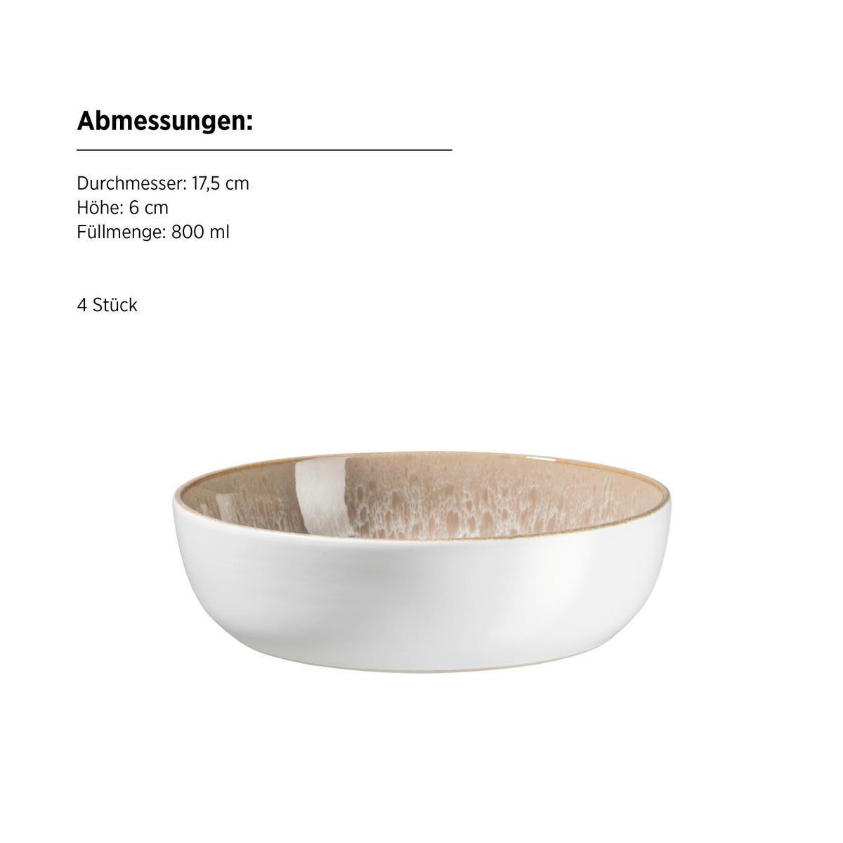 Kombiservice Malea 16-Teilig Steinzeug, Beige, 4 Personen - Beige, Basics, Keramik - Mäser