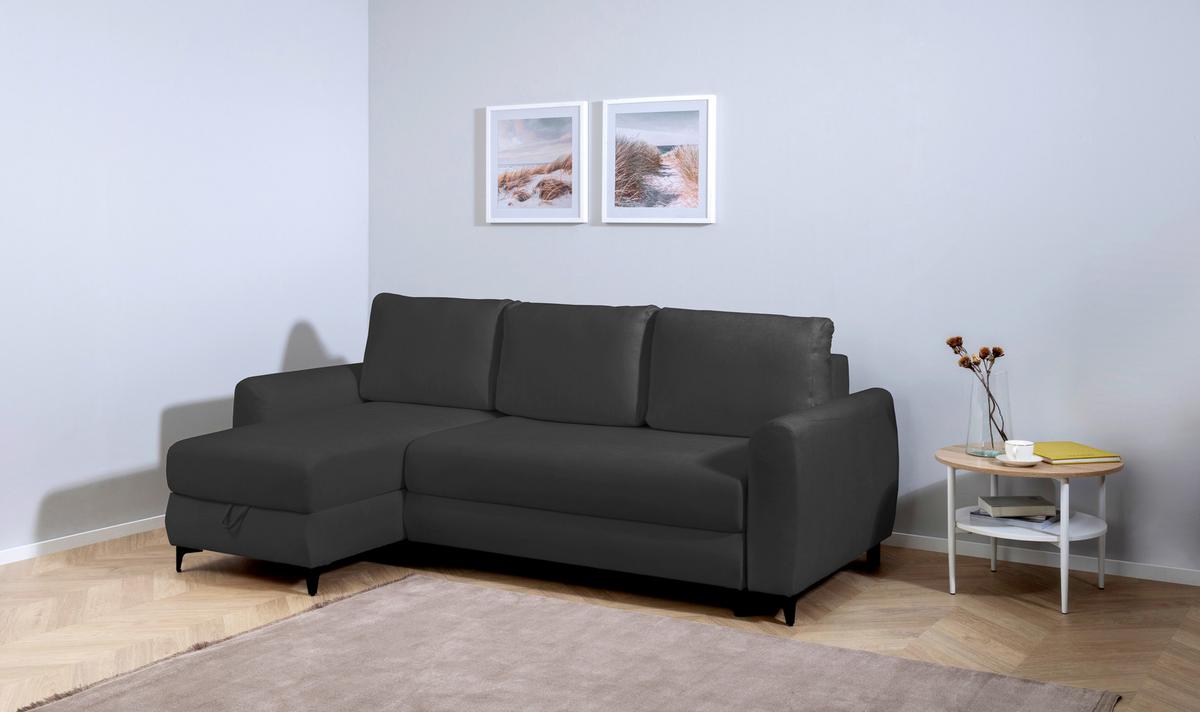 Ecksofa Moli, Anthrazit S: 236x148 cm - Anthrazit/Schwarz, Design, Textil (236/148cm) - MID.YOU