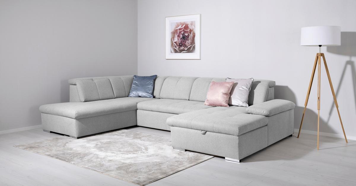 Wohnlandschaft Ramzes Hellgrau U: 215x328x173 cm - Hellgrau/Grau, Design, Textil (215/328/173cm) - MID.YOU