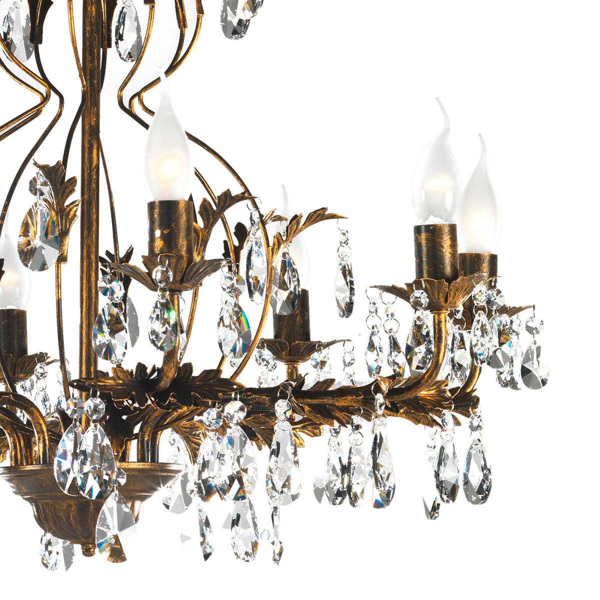 Kristall-Hängeleuchte 4670/8 Teresa - Bronzefarben, KONVENTIONELL, Glas/Metall (70/105cm)