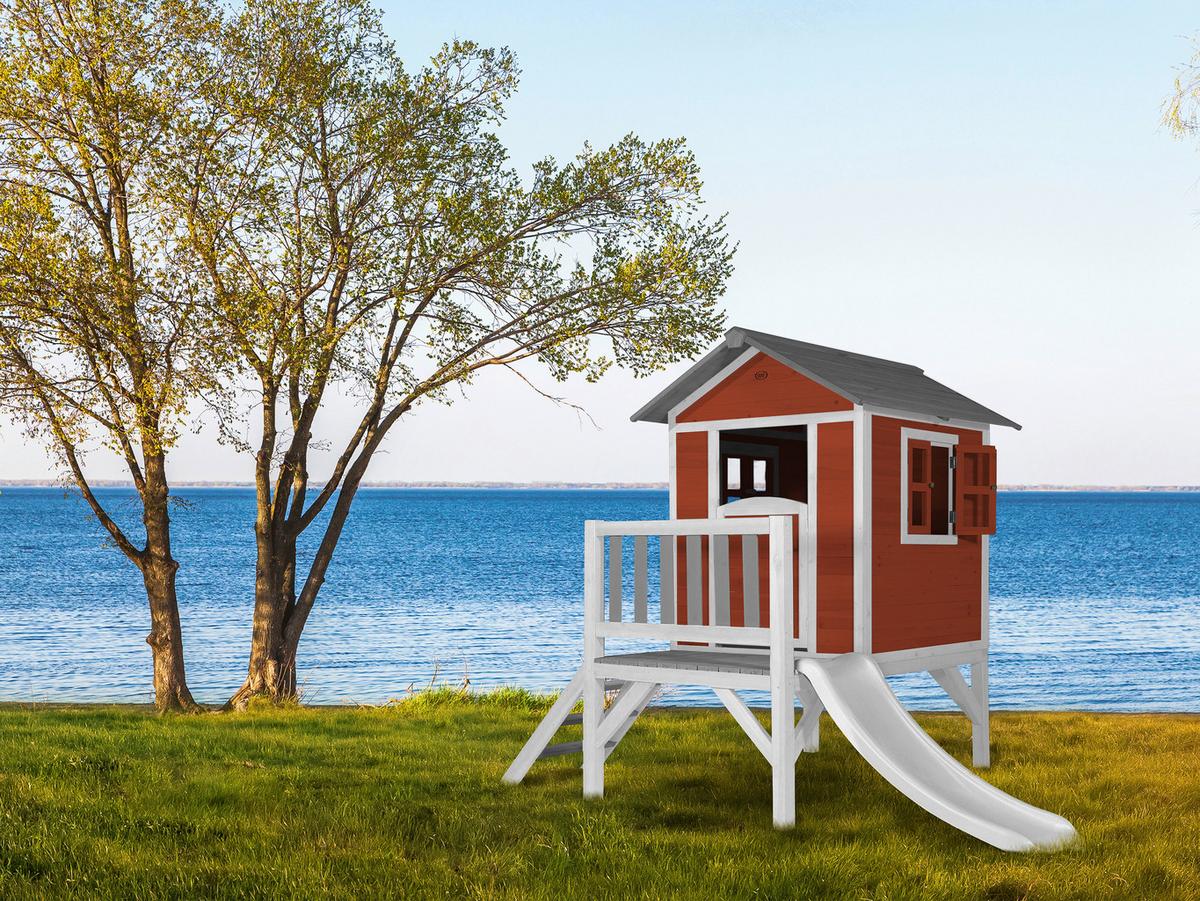 Spielhaus C050.002.95 - Rot/Weiß, KONVENTIONELL, Holz/Kunststoff (240/189/167cm) - Ambia Garden