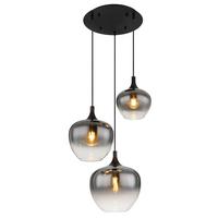 Függőlámpa 15548-3h  Maxy - fekete, Design, Üveg/fém (48/120cm) - Globo