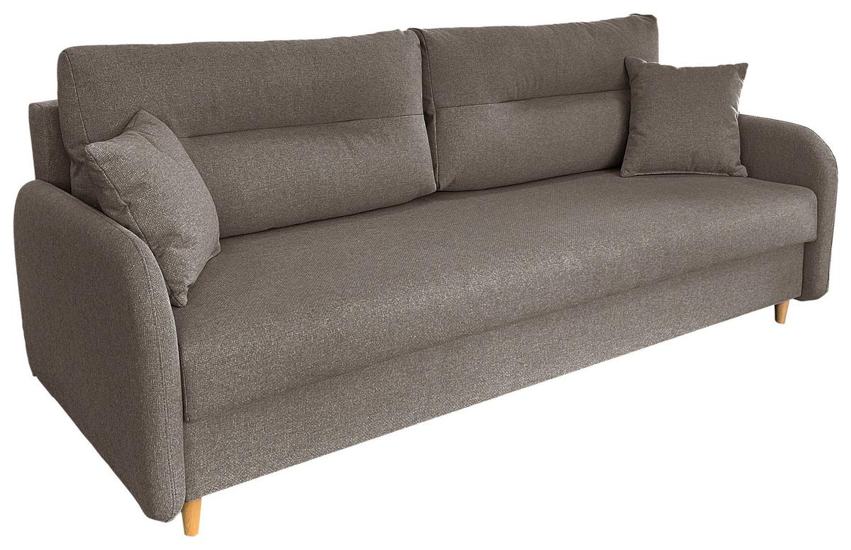Schlafsofa Mit Bettkasten Vero Taupe B: 206 Cm - Taupe/Schwarz, Design, Textil (206/88/93cm) - MID.YOU