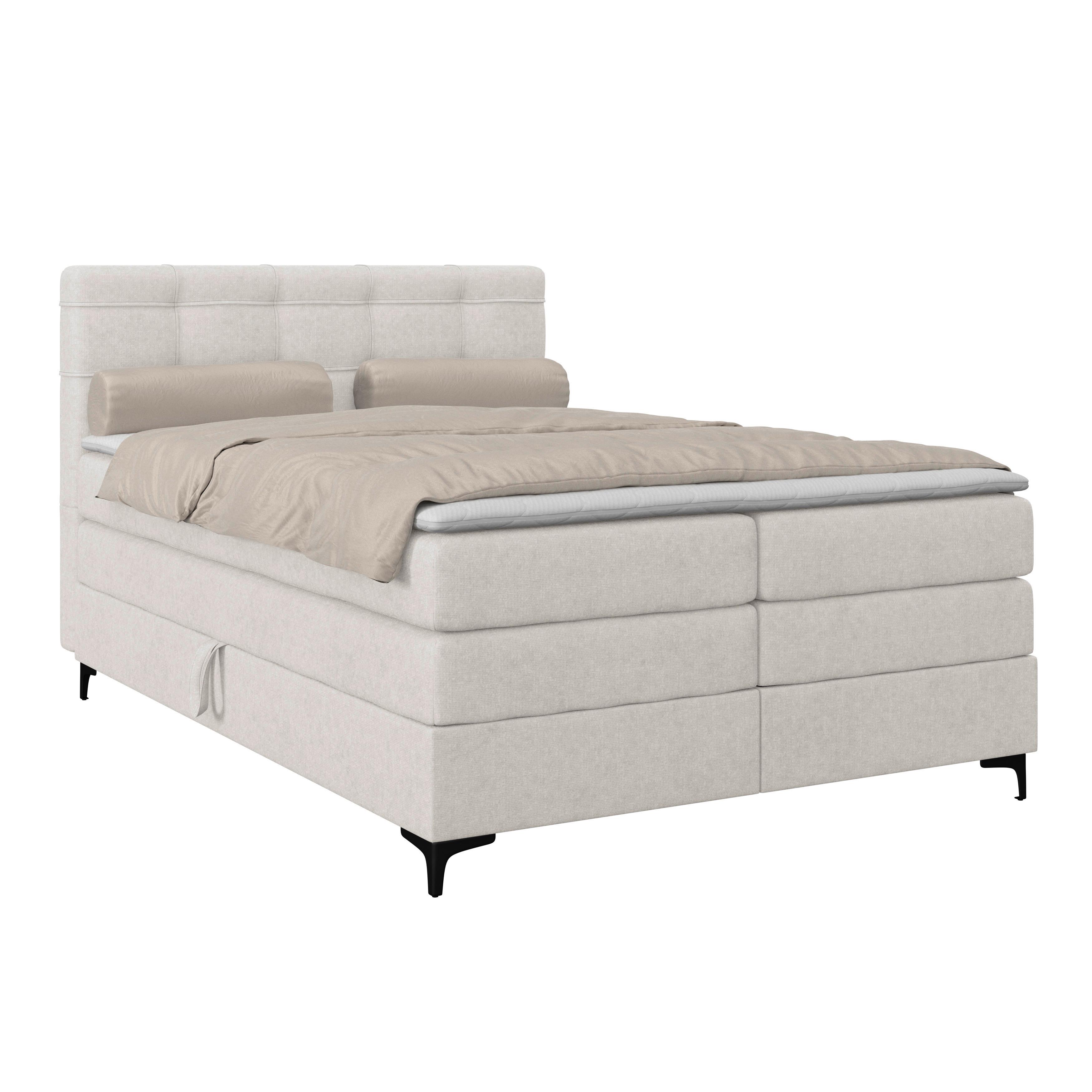Boxspringbett MITTO Beige 140x200 cm - Beige/Schwarz, KONVENTIONELL, Textil/Metall (140/200cm)