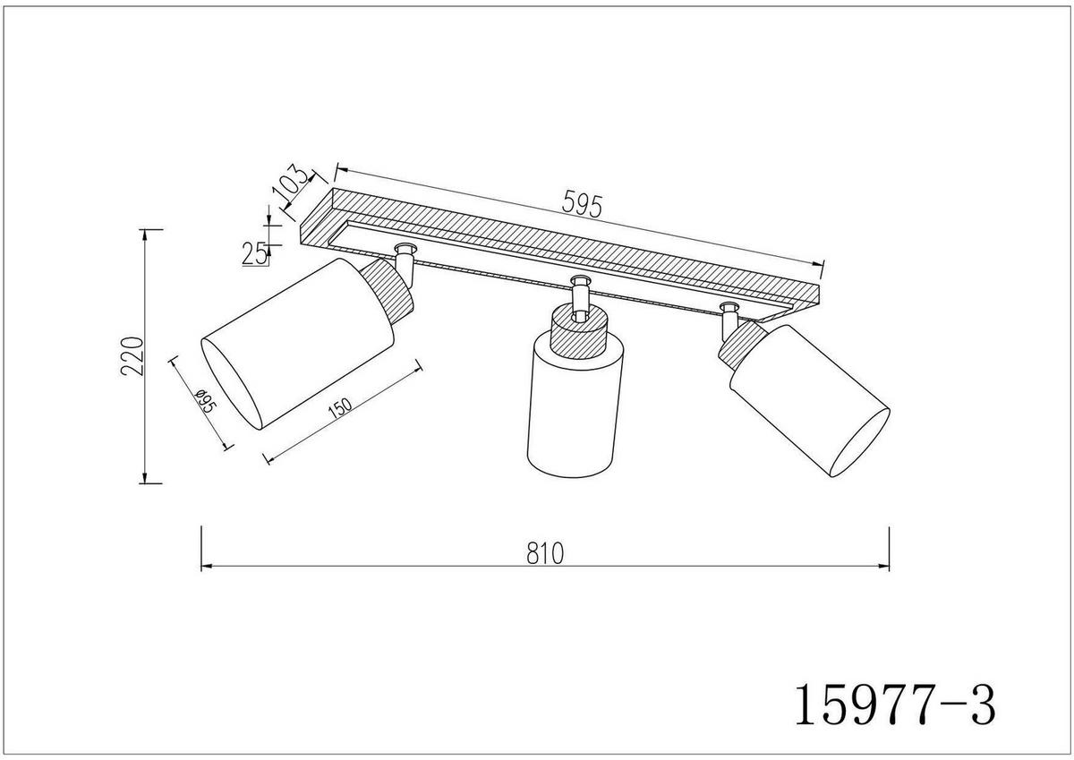BODOVÉ SVÍTIDLO ROWENA - bílá/opál, Design, kov/dřevo (59,9/10,3/22cm) - Globo