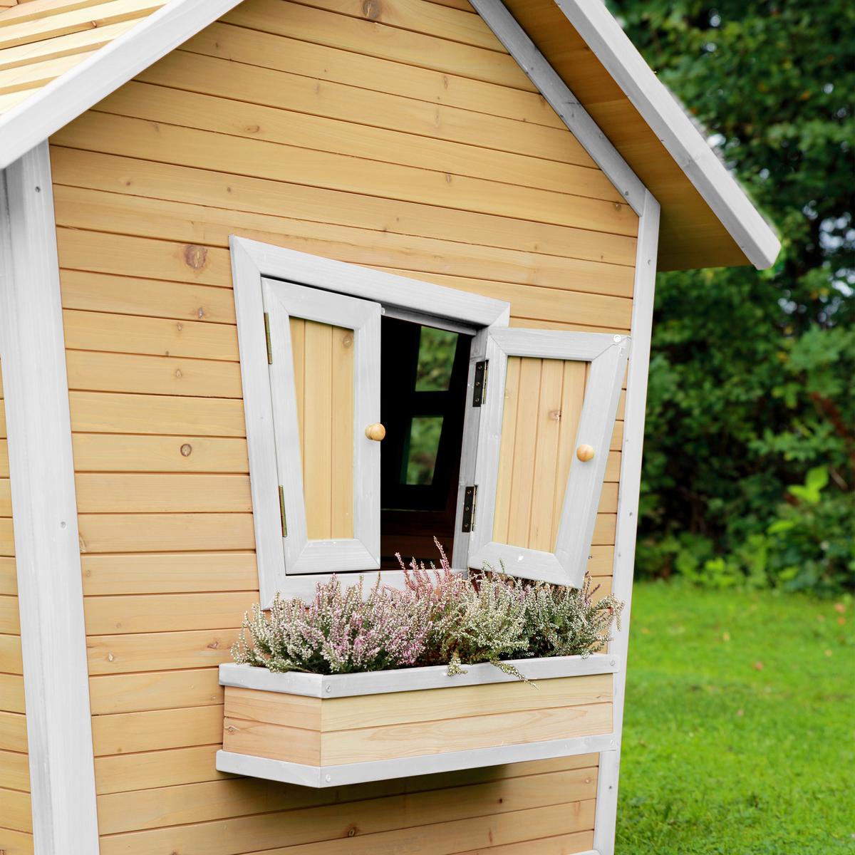 Spielhaus A030.044.01 - Braun/Weiß, KONVENTIONELL, Holz (144/146/157cm) - Ambia Garden