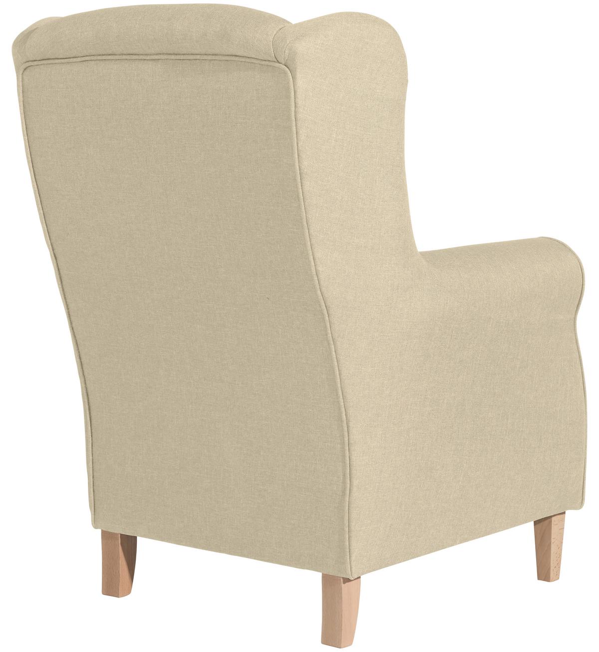 Ohrensessel Mit Armlehnen Lorris Beige - Beige/Buchefarben, MODERN, Textil (77/103/86cm) - Max Winzer