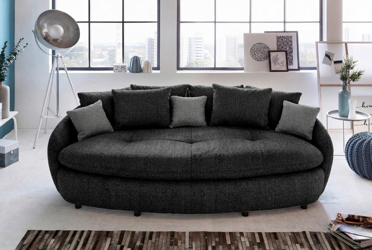 Megasofa Aruba 2 mit Kissen B: 238cm,schwarz Chenille - Schwarz/Grau, Trend, Textil (238/80/140cm) - Luca Bessoni