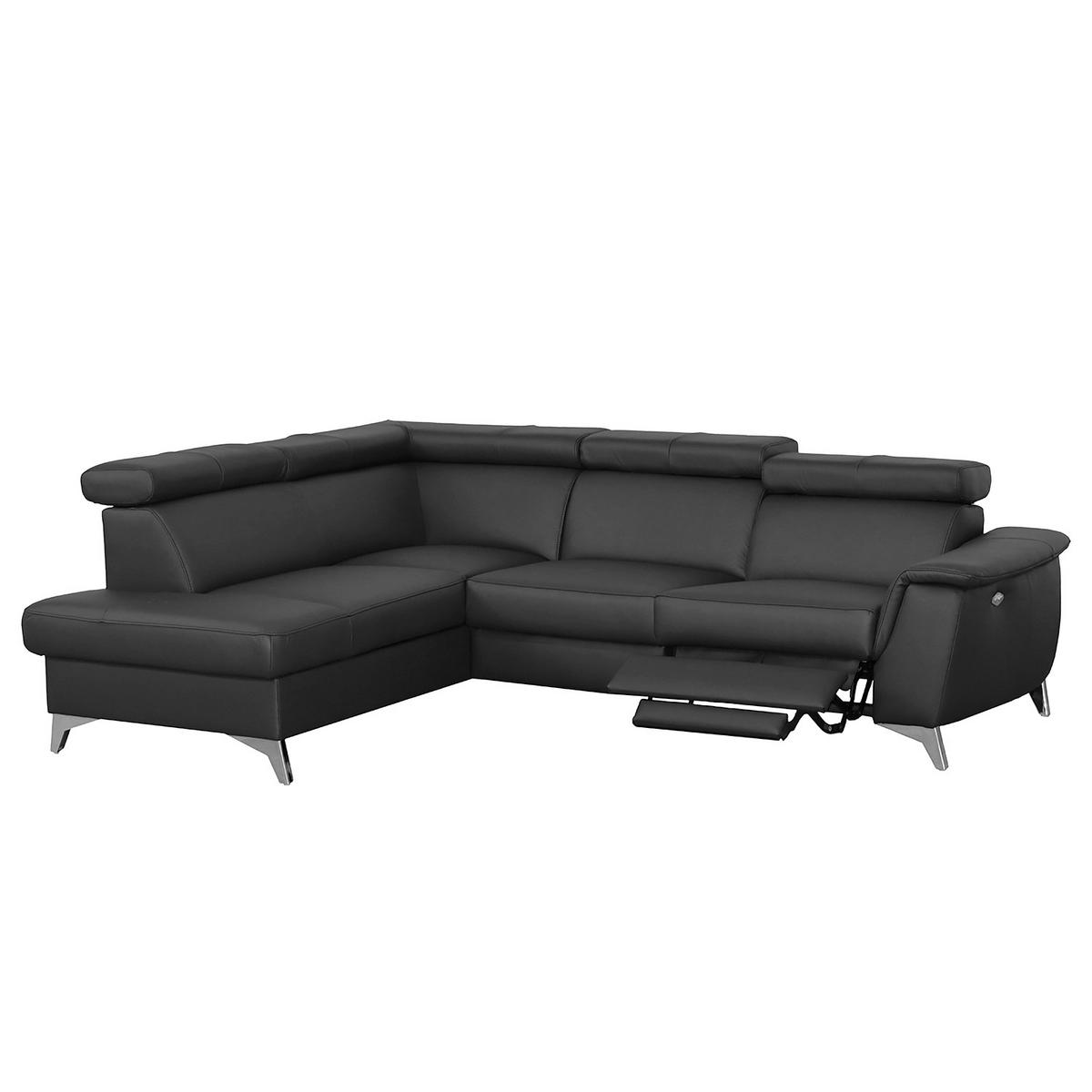 Ecksofa Lince Schwarz S: 197x257 Cm - Chromfarben/Schwarz, Design, Leder/Textil (197/257cm) - Livetastic