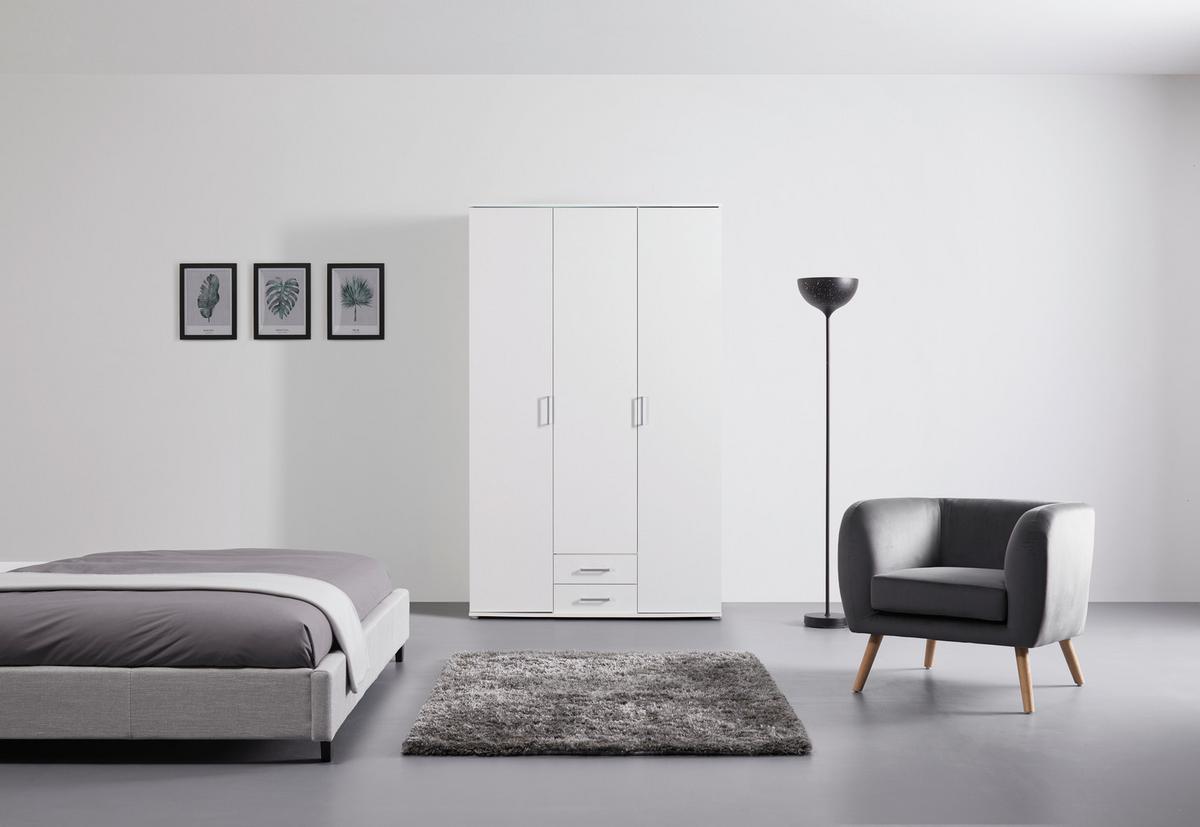 Drehtürenschrank in Weiß - bílá/barvy hliníku, Konvenční, kompozitní dřevo/plast (119,6/196,3/53,5cm) - Mömax