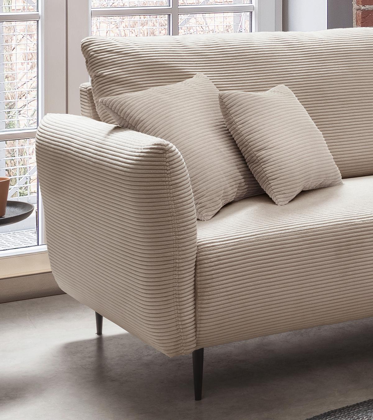 Ecksofa Vanilla Beige S: 256x256 cm - Beige/Schwarz, Design, Textil (256/256cm) - Livetastic