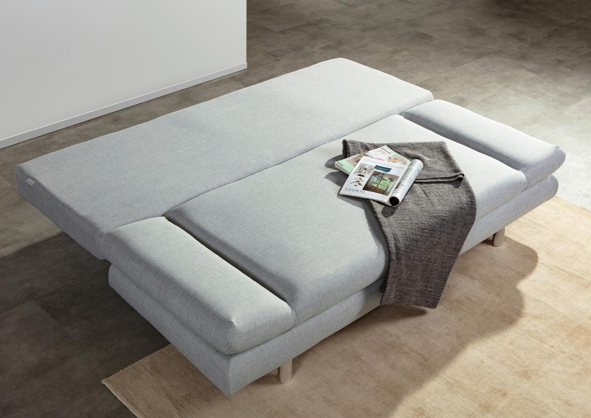 Schlafsofa Sorini, Hellgrau B: 194 Cm - Chromfarben/Hellgrau, Design, Textil (194/73/91cm) - MID.YOU