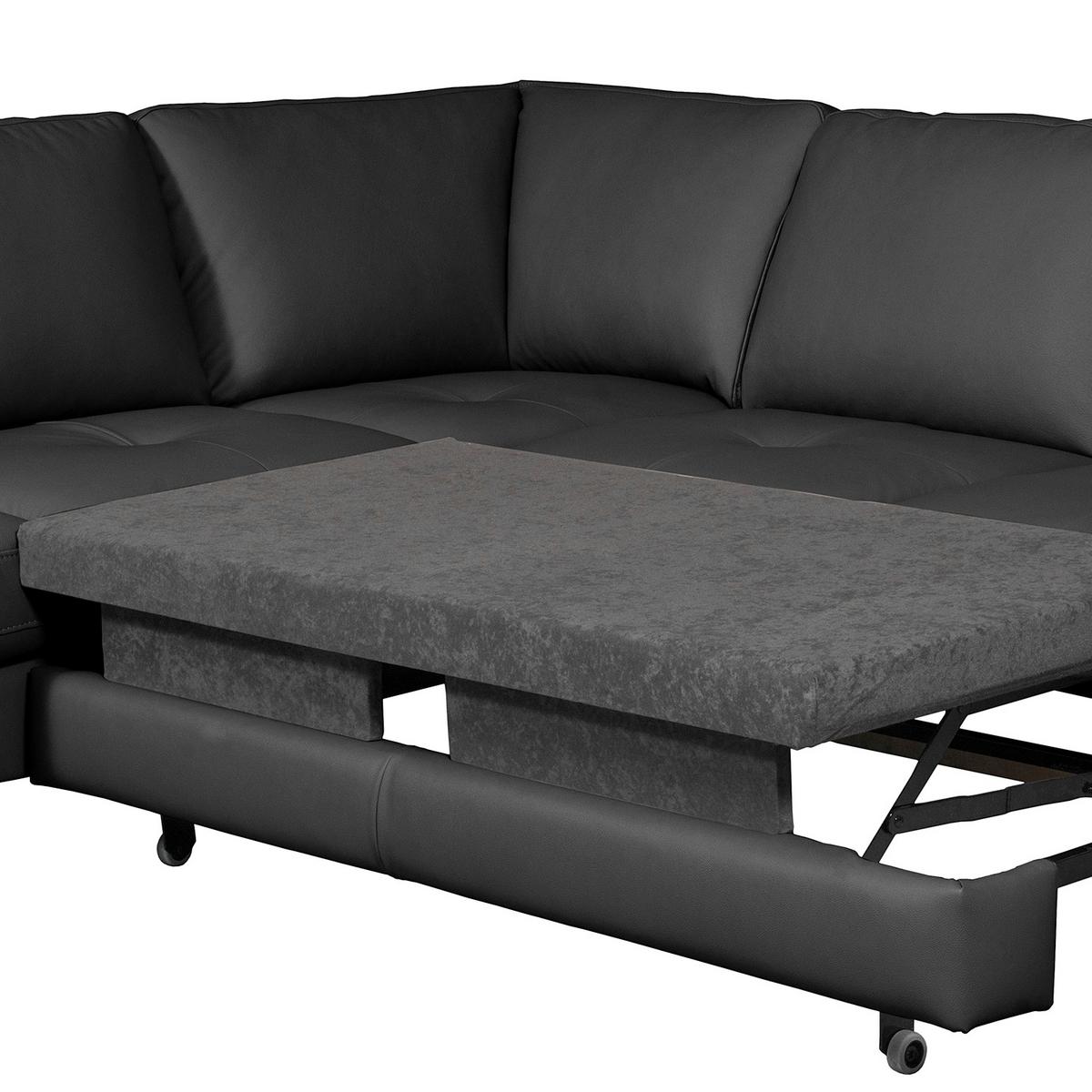Ecksofa Fargo Schwarz B: 190x234 Cm - Buchefarben/Schwarz, Design, Leder/Textil (190/234cm) - Livetastic