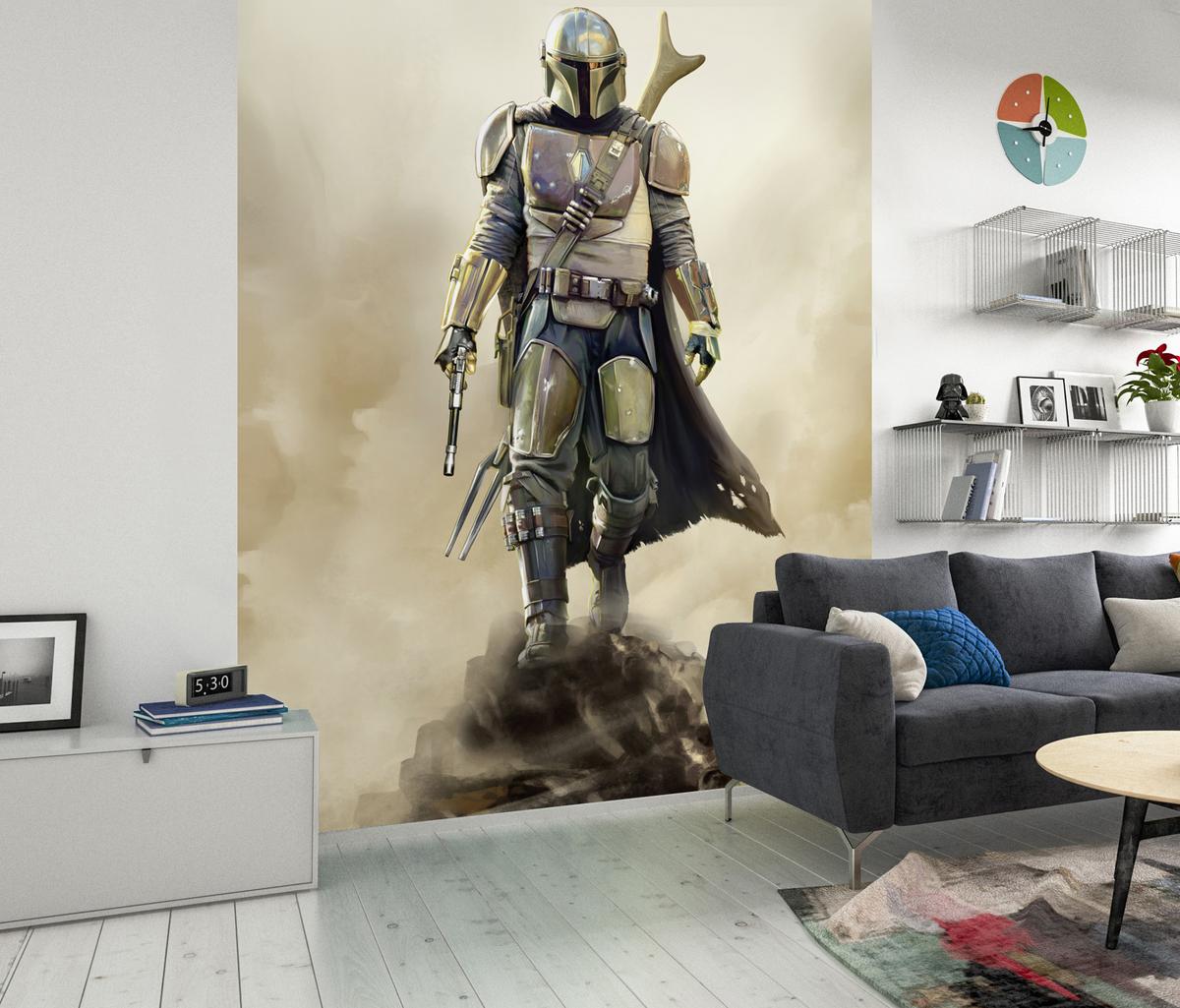 Fototapete The Mandalorian The Hunter - Schwarz/Braun, Trend, Textil (200/280cm)