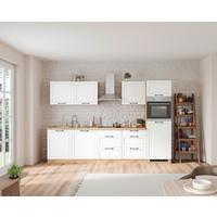 Küchenzeile Meran mit Geräten B: 300 cm Weiß/Eiche Dekor - Eiche Wotan/Weiß, LIFESTYLE, Holzwerkstoff (300cm) - Held