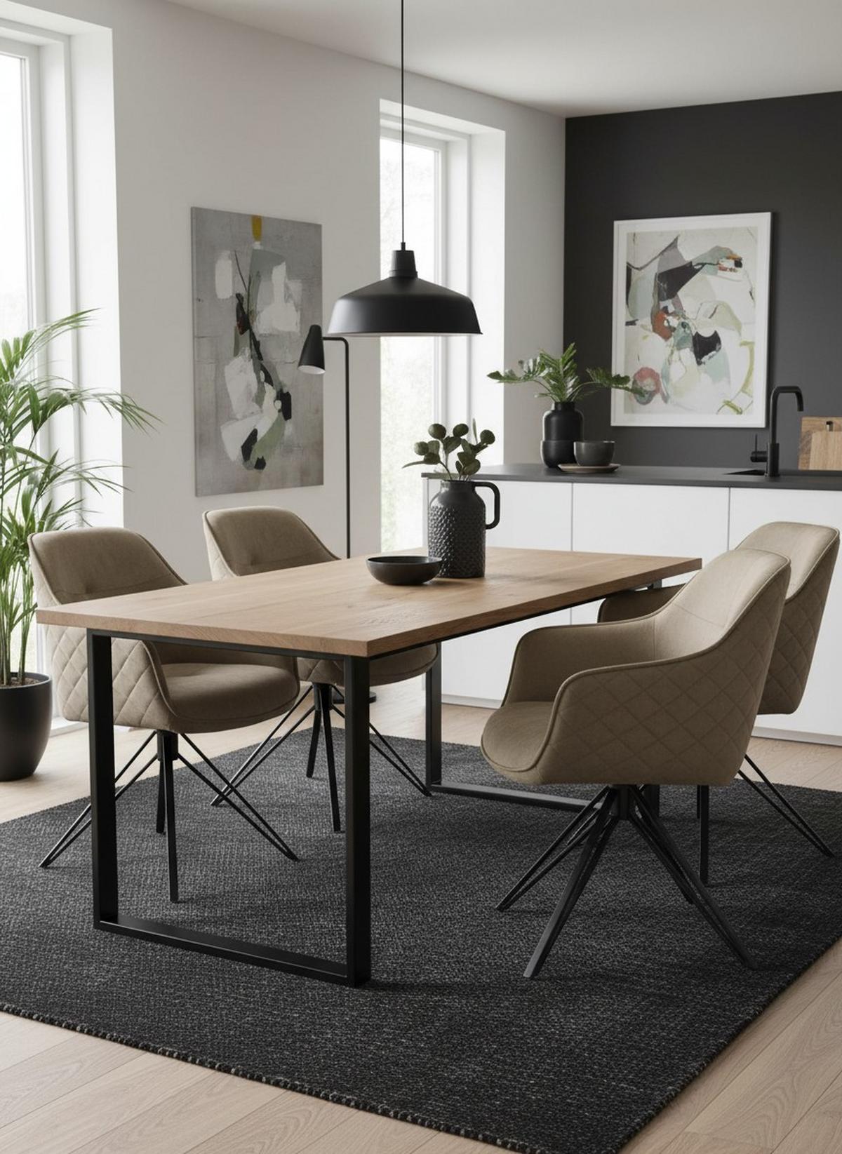 Armlehnstuhl Aurelia Schwarz/Taupe B: 57 cm - Taupe/Schwarz, MODERN, Textil/Metall (57/82/61cm) - Livetastic