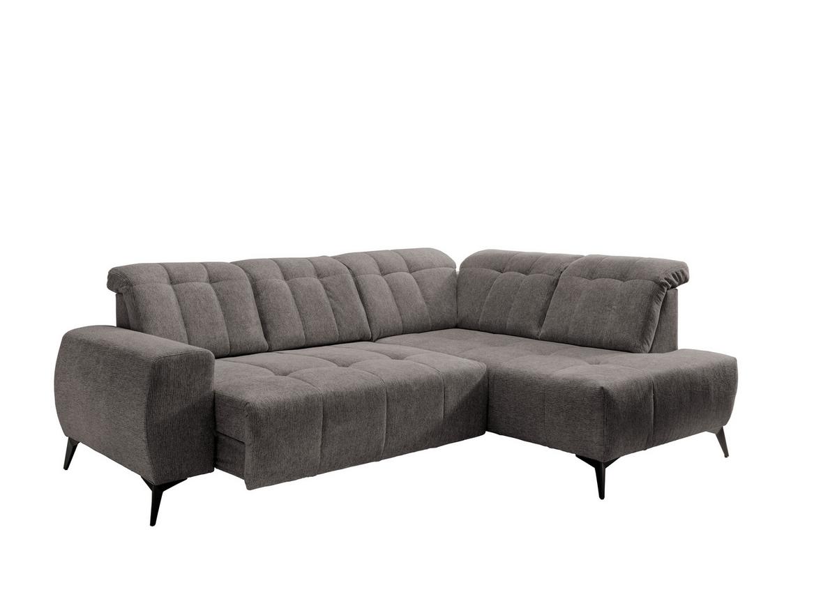 Ecksofa mit USB Anschluss Sano, Graubraun, S: 261x200 cm - Graubraun/Schwarz, MODERN, Textil (261/200cm) - Livetastic