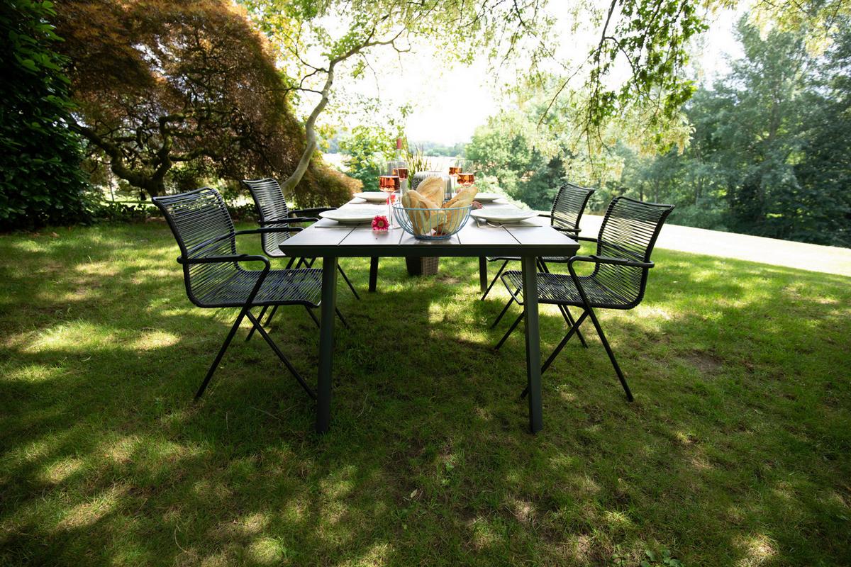 Gartengarnitur 5-Tlg. Metall/Kunststoff - Anthrazit/Schwarz, Basics, Holzwerkstoff/Kunststoff (92/73/160cm) - Gardenson