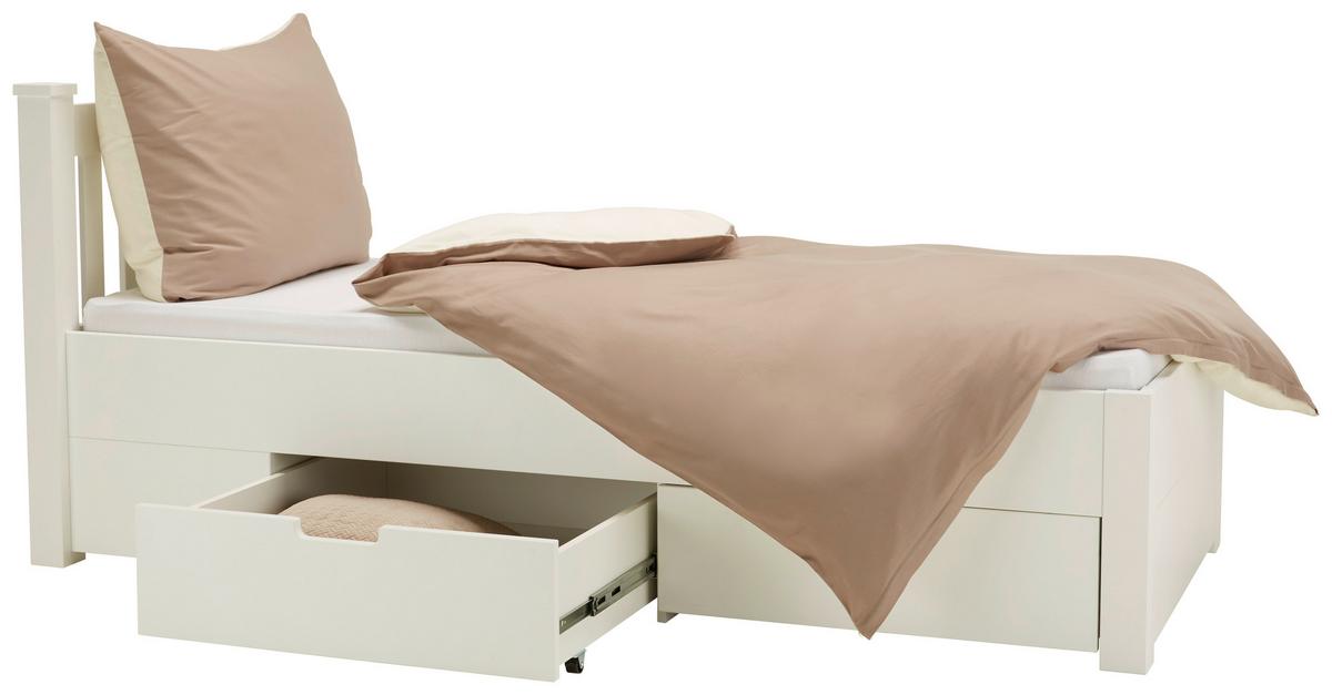 Jednolůžková postel s úložným prostorem Lyon, 90x200 cm - bílá, Romantický / Rustikální, dřevo/kompozitní dřevo (90/200cm) - Zandiara