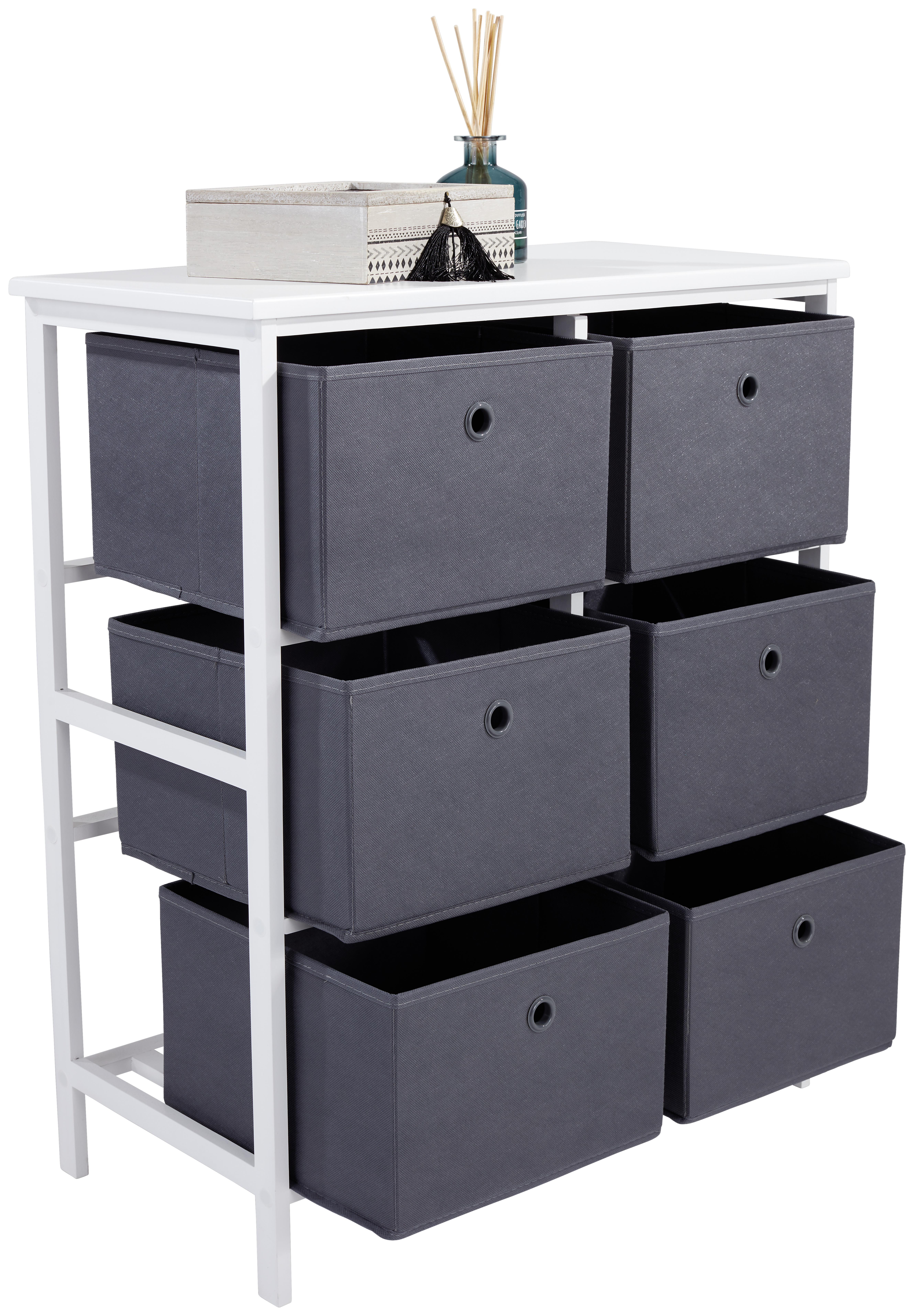 Regal inkl. Boxen Oliver B 70cm, Weiß/Grau